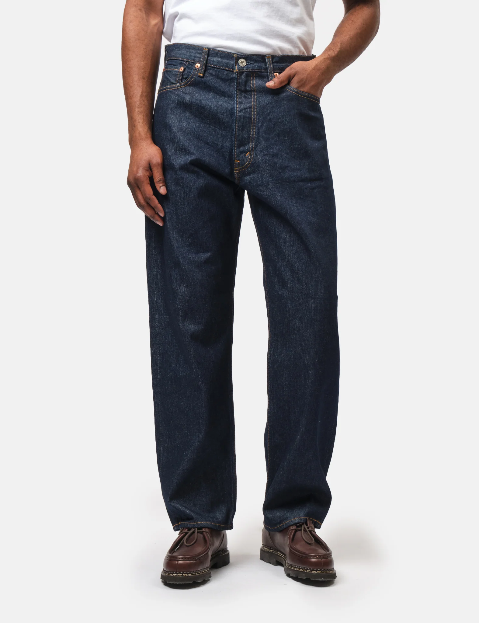 orSlow 101 Dad Fit Jeans - Blue, One Wash - Image 4