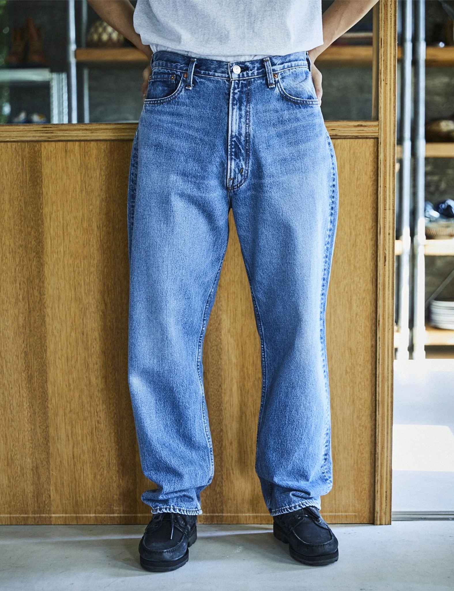 orSlow 101 Dad's Fit Denim Pants - Used Denim Blue - Image 4