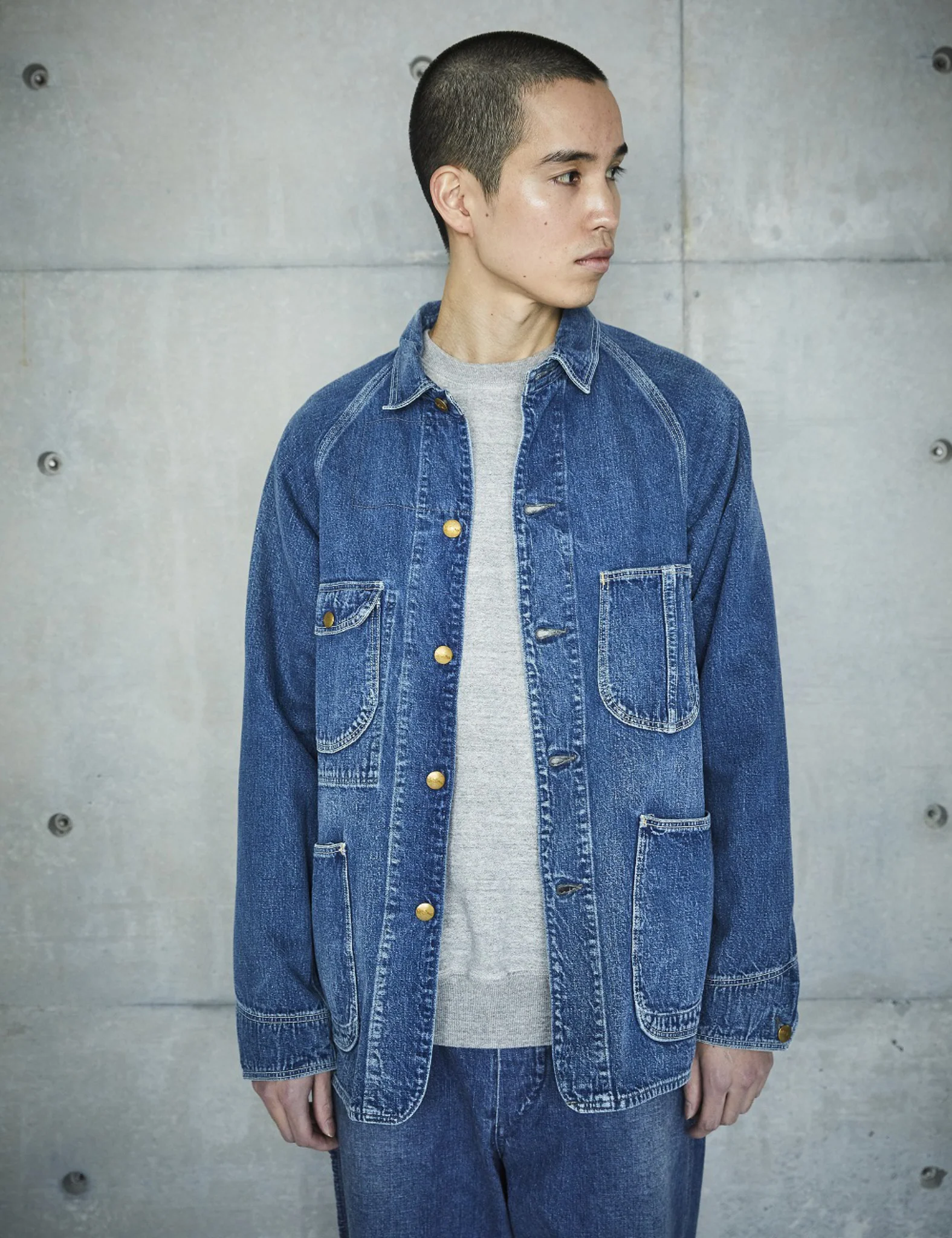 orSlow 1950's Coverall Jacket - Used Wash Blue - Image 7