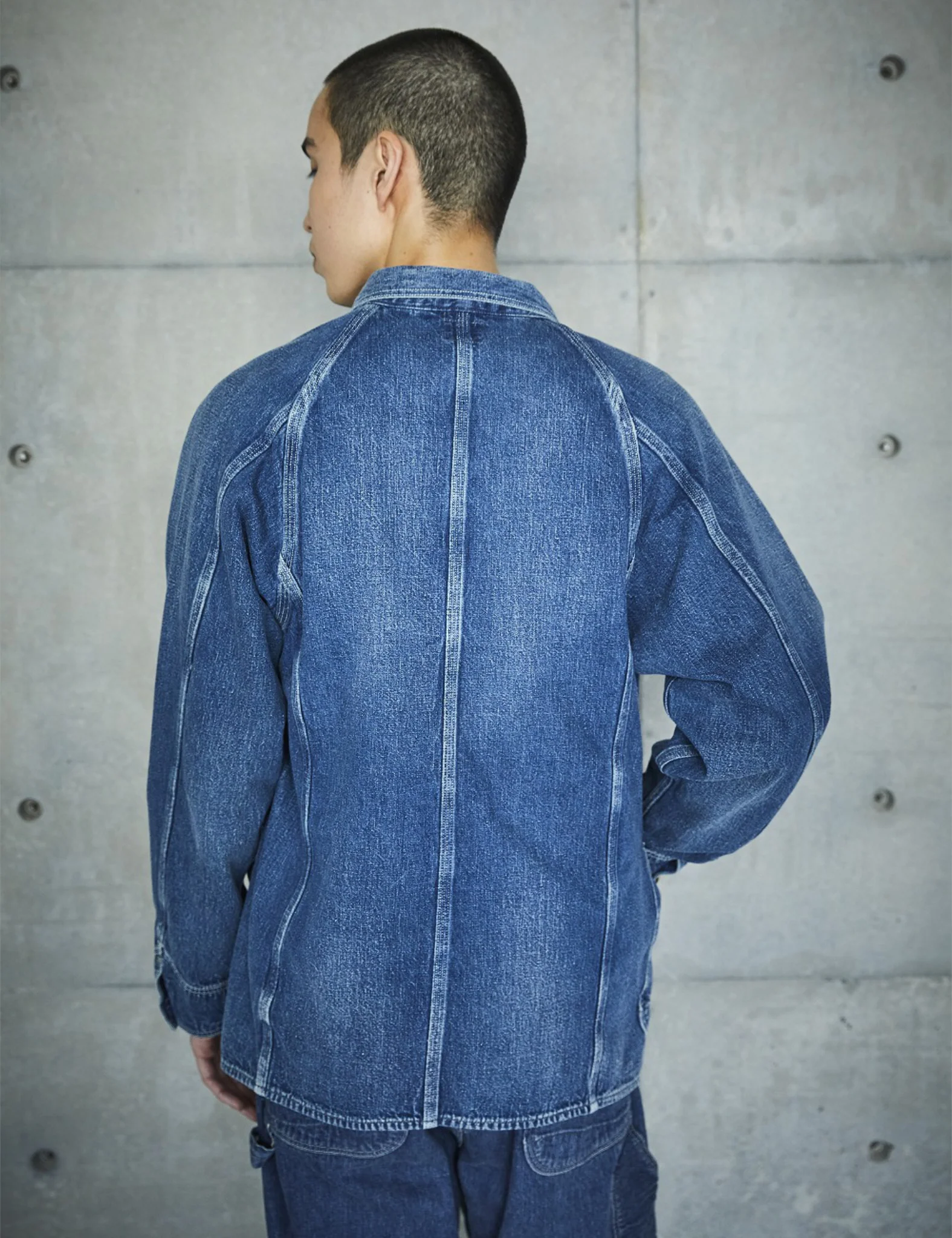orSlow 1950's Coverall Jacket - Used Wash Blue - Image 8