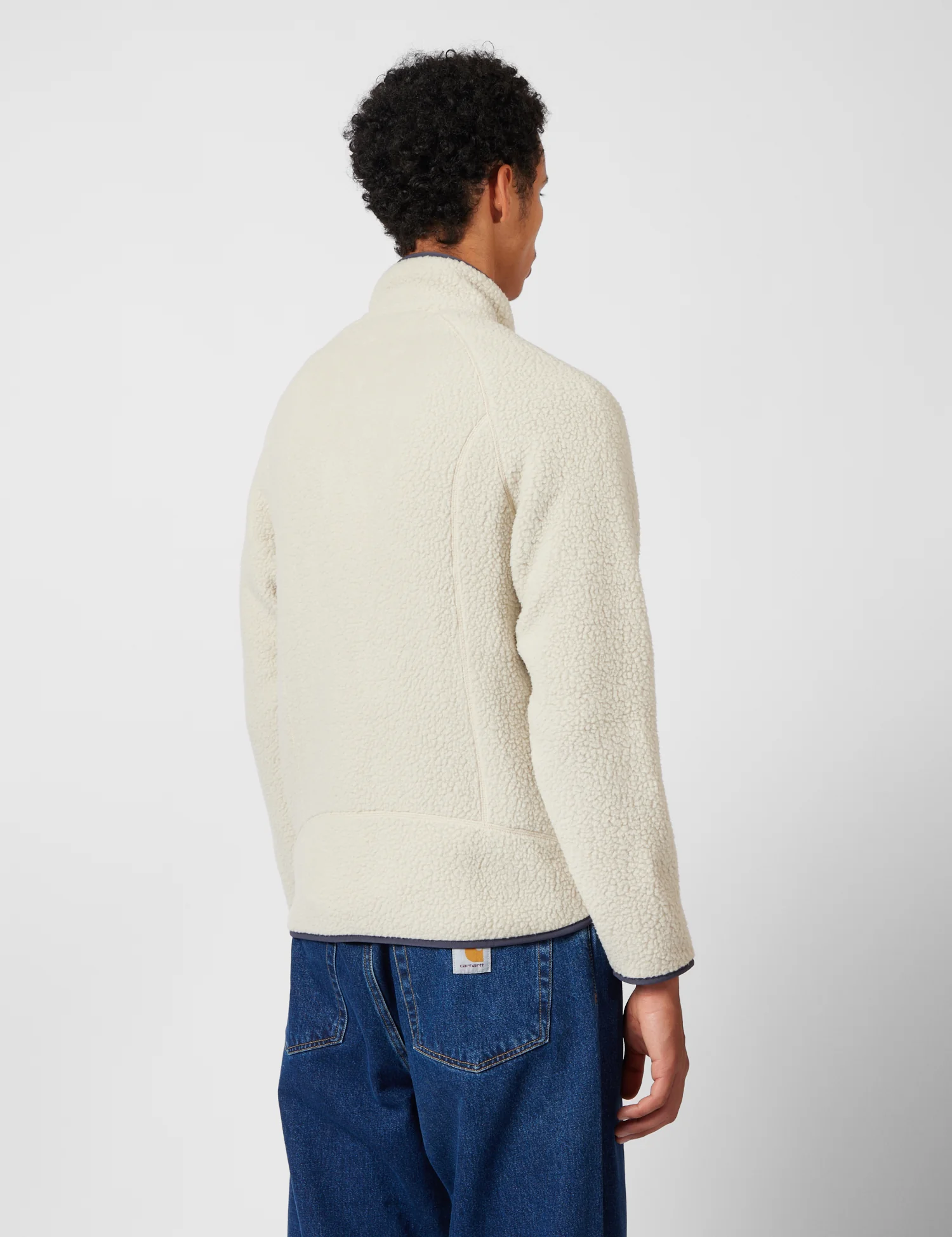 Patagonia Retro Pile Fleece Jacket - Pelican w/Smolder Blue - Image 4