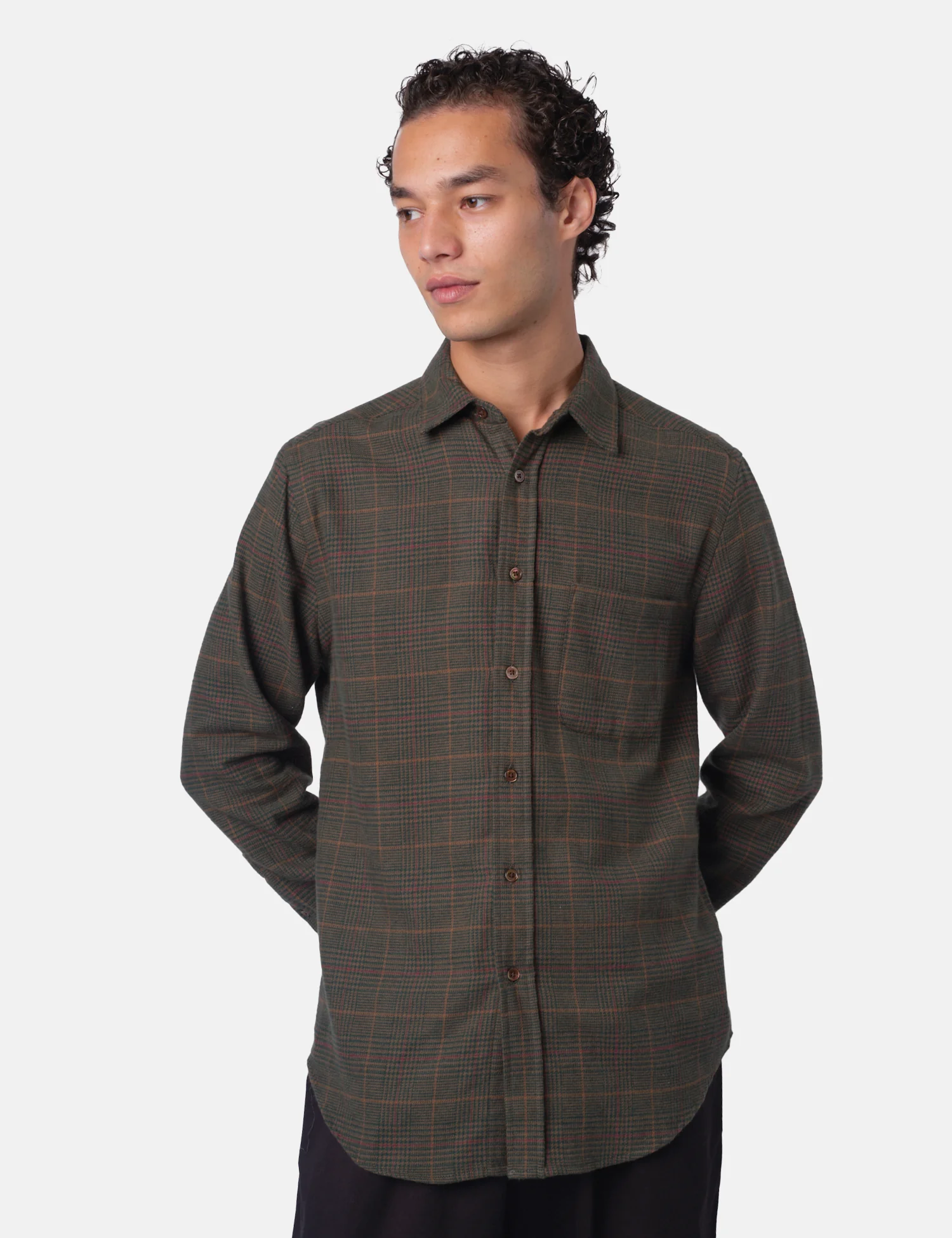 Portuguese Flannel Lake Shirt - Green/Bordeaux/Brown - Image 3