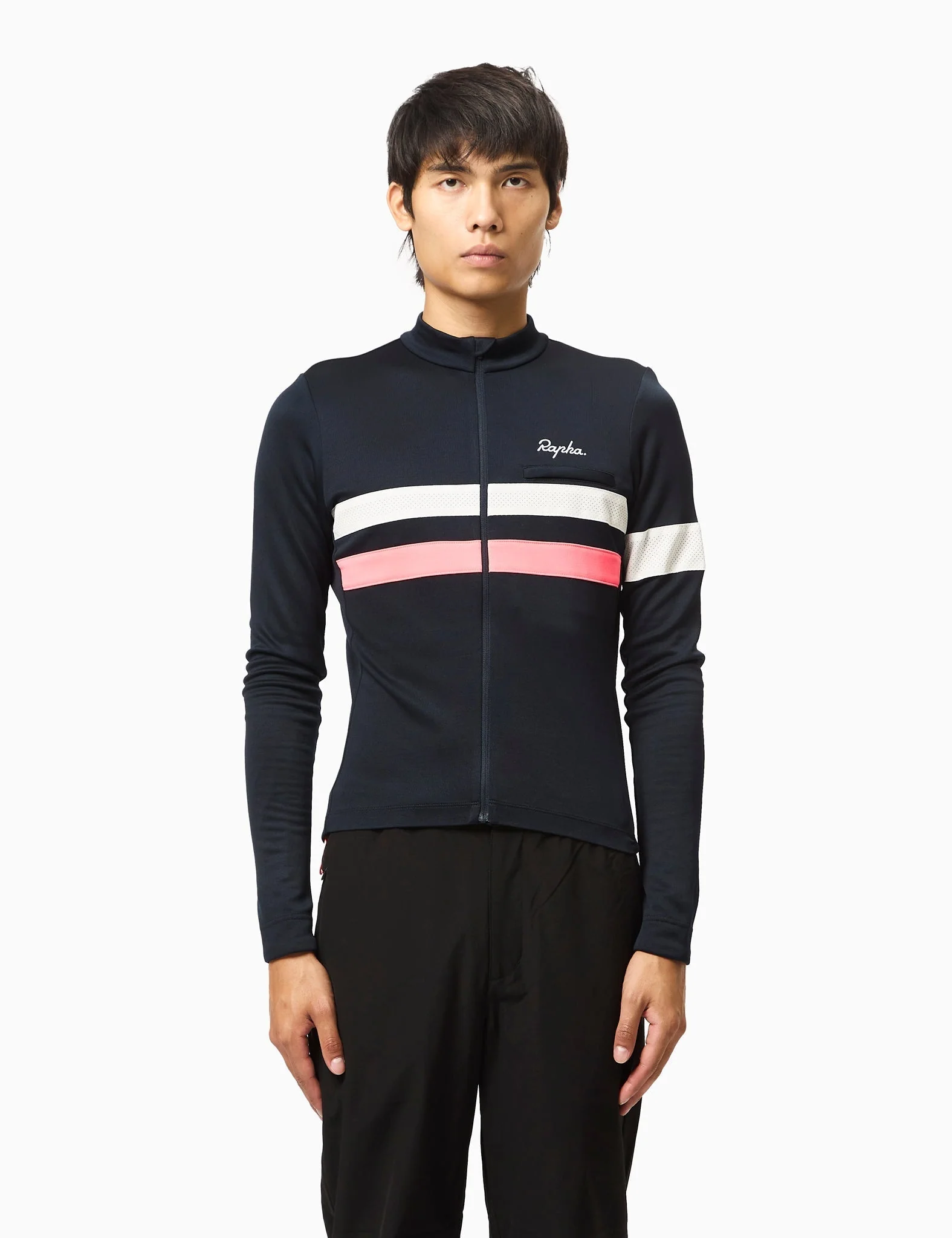 Rapha Men's Brevet Long Sleeve Jersey - Dark Navy/High-Vis Pink/White - Image 5