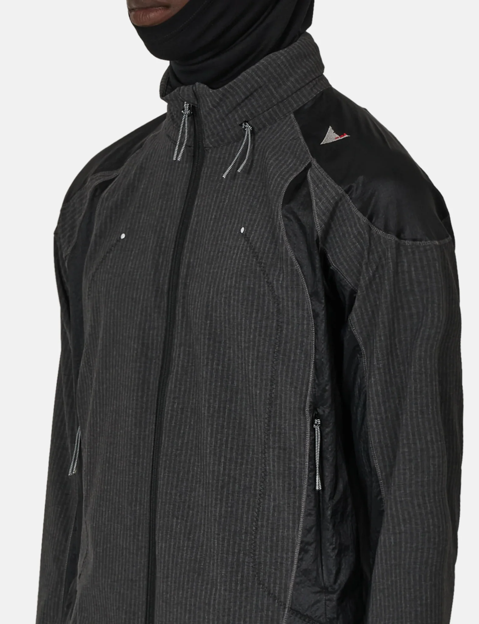 ROA Numb Pinstripe Hooded Wind Jacket - Black - Image 4