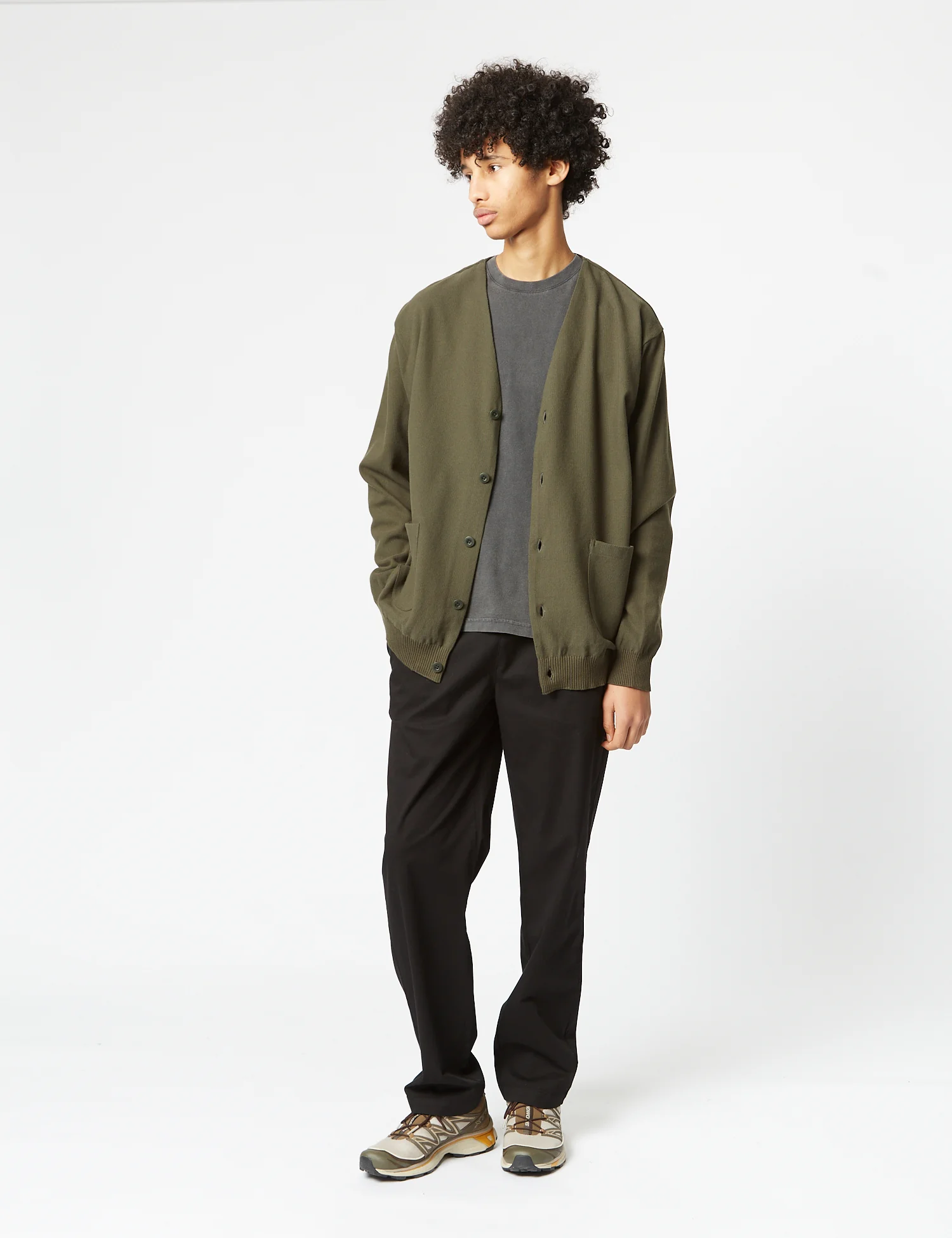 Snow Peak Co/Pe Knit Cardigan - Olive Green - Image 3