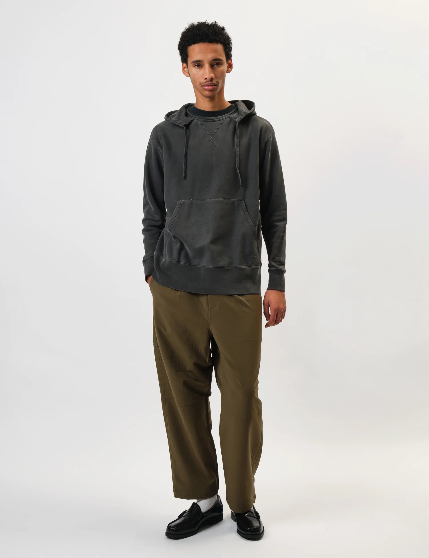 Snow Peak Garment Dyed Hooded Sweatshirt - Charcoal Grey - Image 3