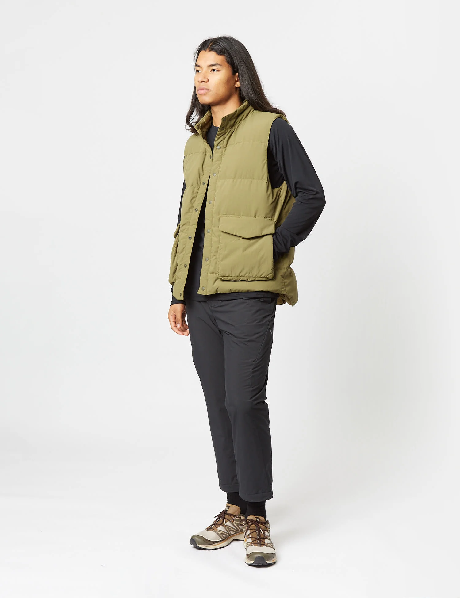Snow Peak Recycled Down Vest - Olive Green - Image 3