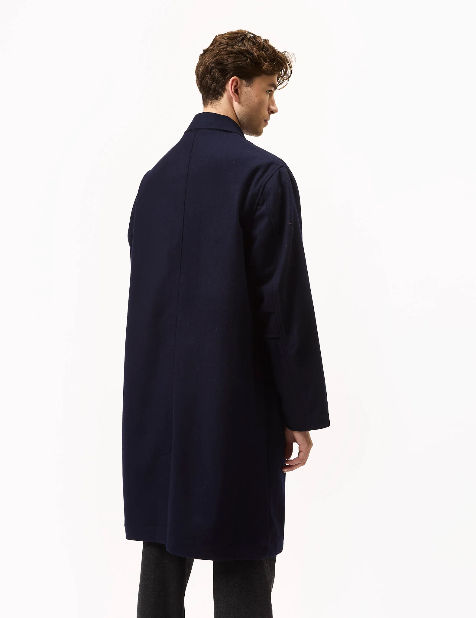 Universal Works Account Coat (Melton) - Navy Blue - Image 4