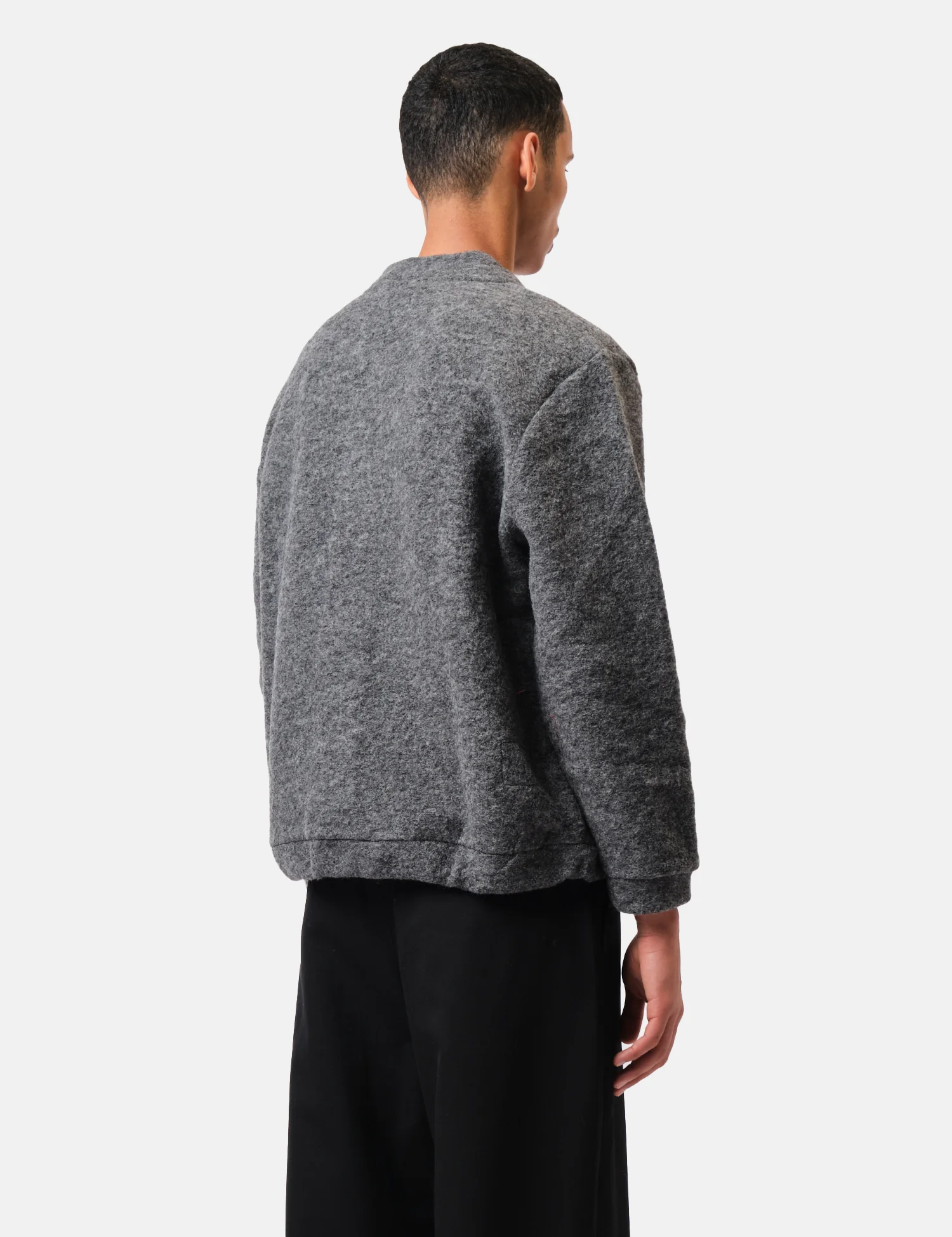 Universal Works Advance Cardigan (Wool Fleece) - Grey Marl - Image 5