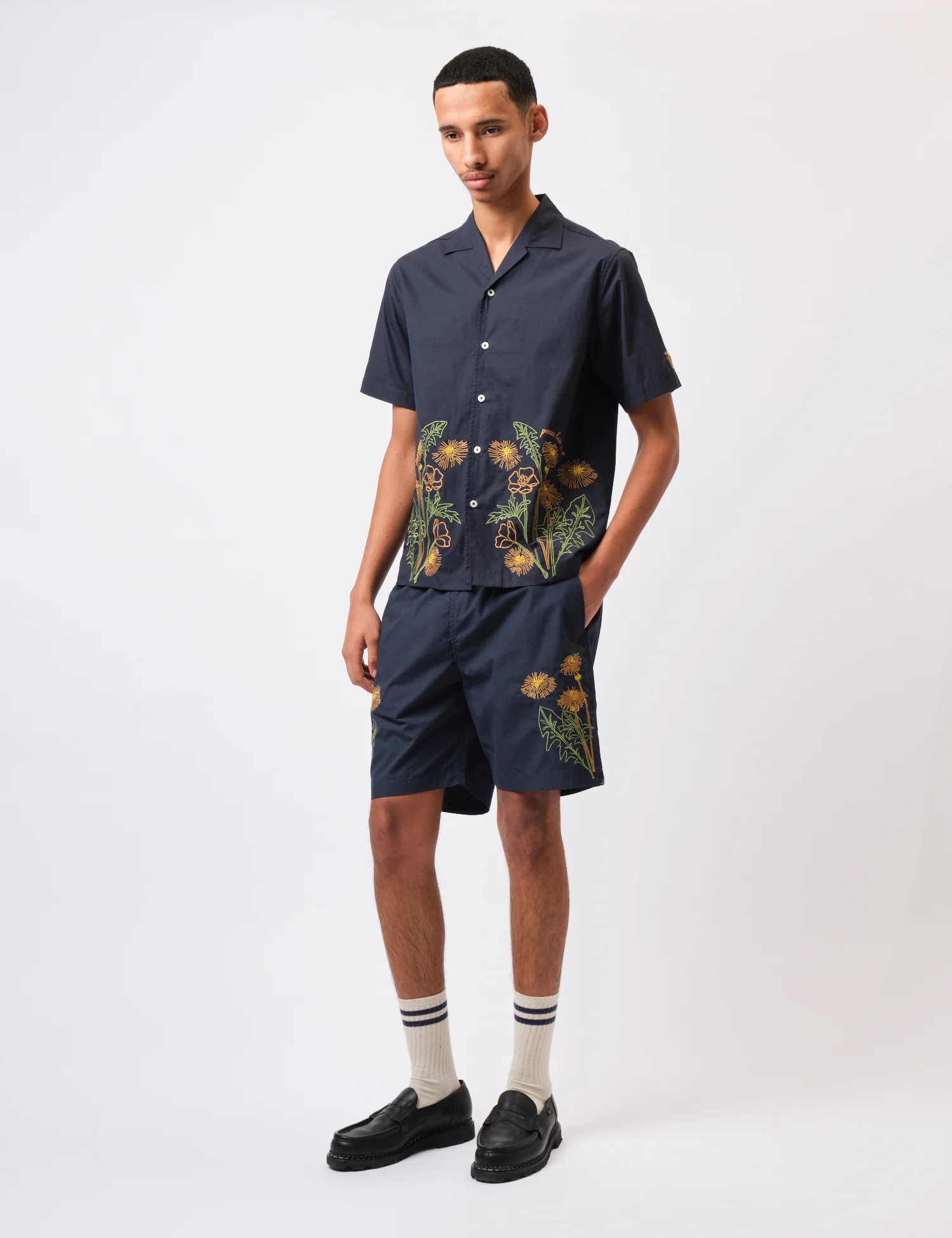 Universal Works x Flower Mountain Beach Shorts - Navy Blue - Image 2