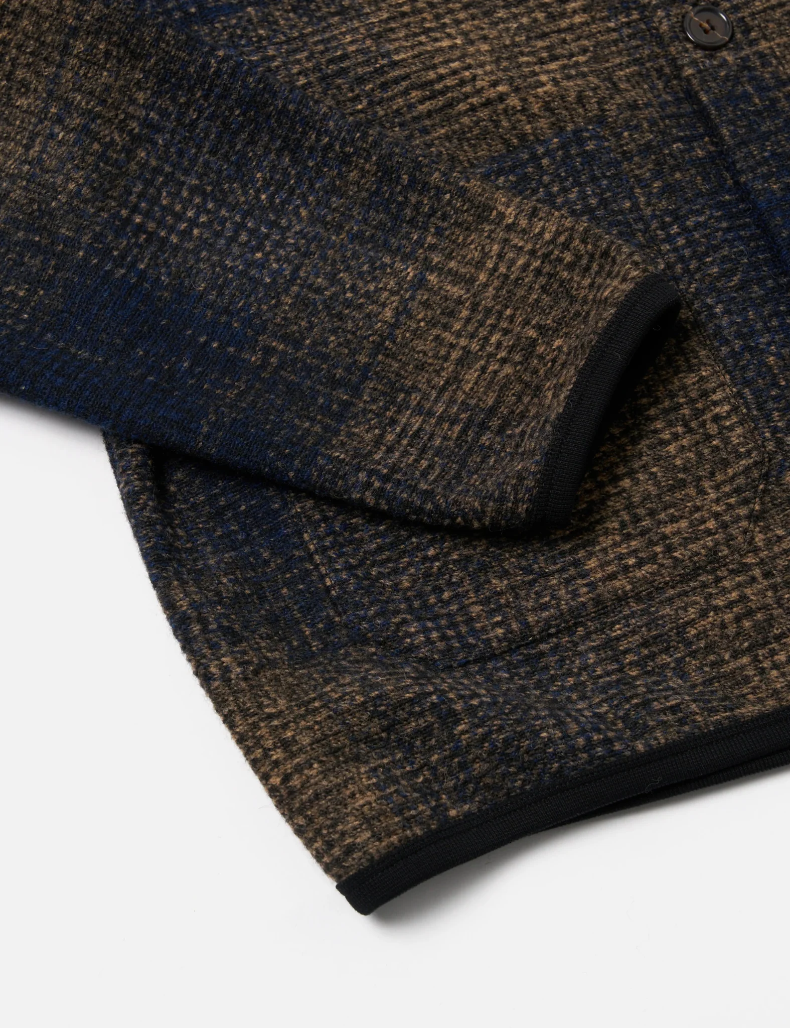 Universal Works Cardigan (Deca Check) - Navy Blue - Image 3