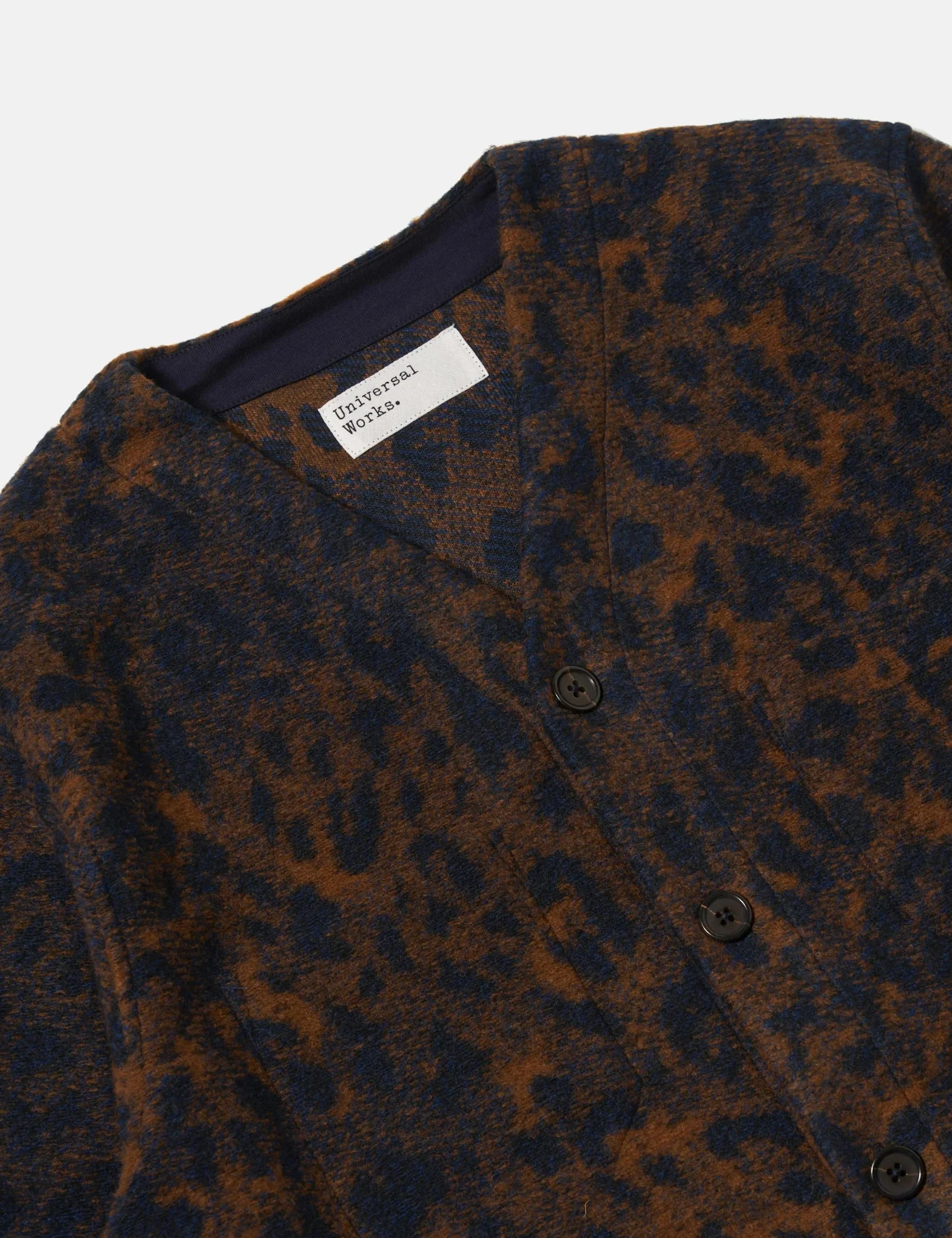 Universal Works Cardigan (Night Leopard) - Dark Navy/Brown - Image 6