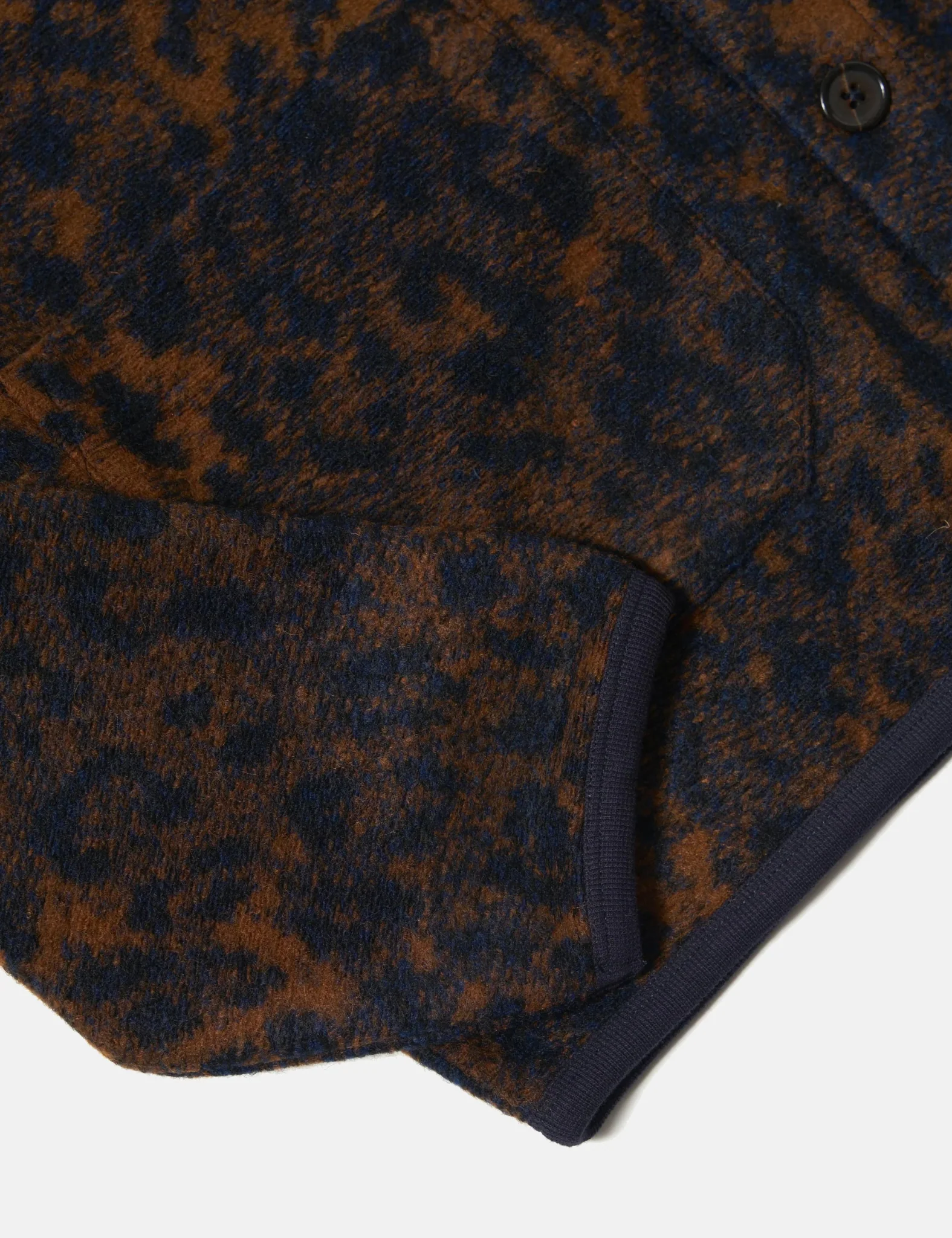 Universal Works Cardigan (Night Leopard) - Dark Navy/Brown - Image 7