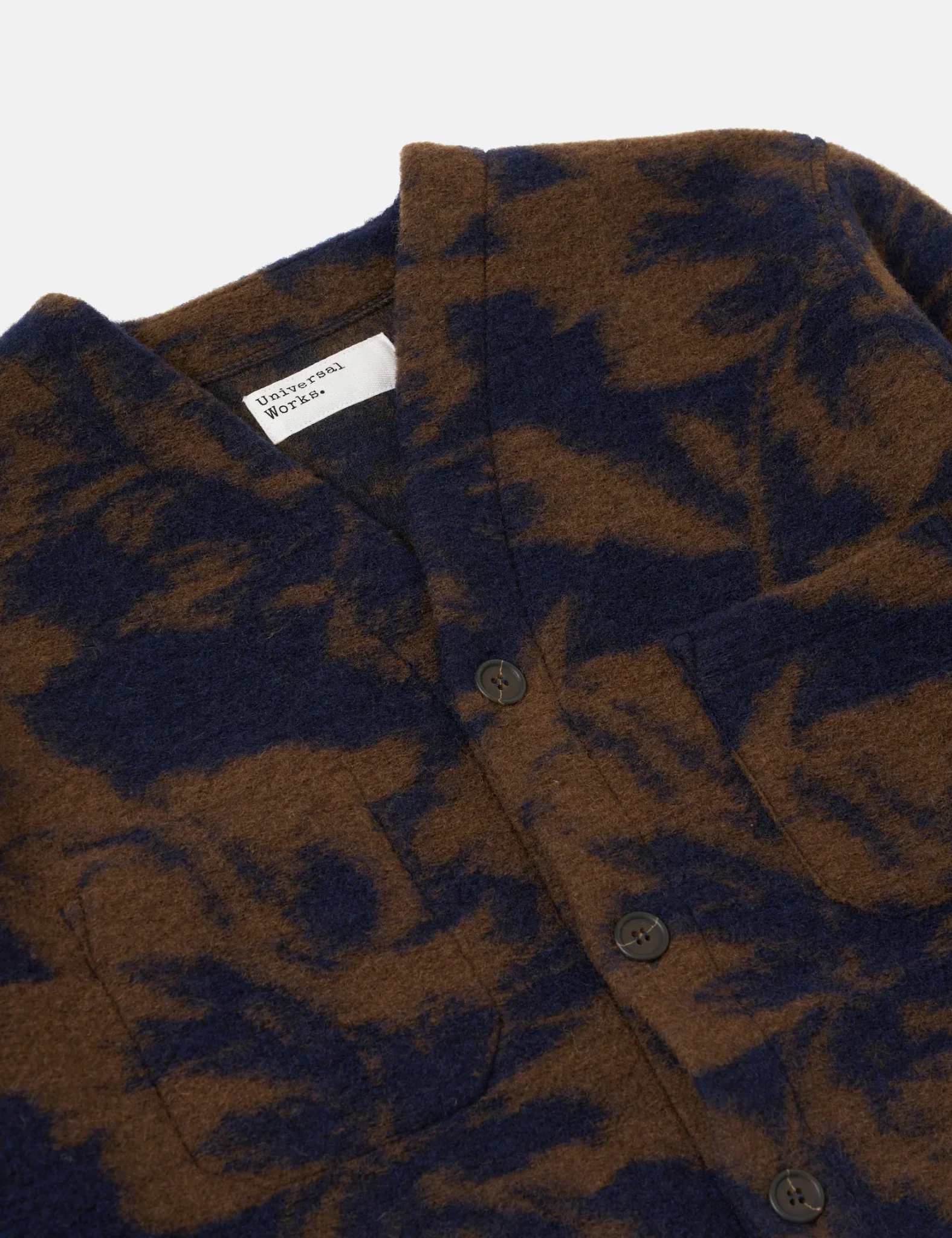 Universal Works Cardigan (Studio Fleece) - Navy/Brown - Image 6