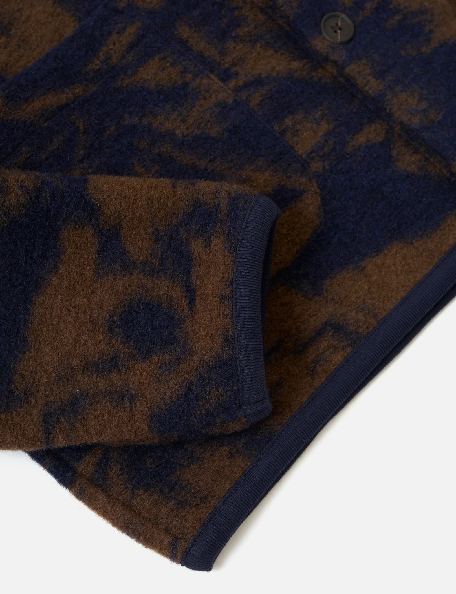 Universal Works Cardigan (Studio Fleece) - Navy/Brown - Image 7