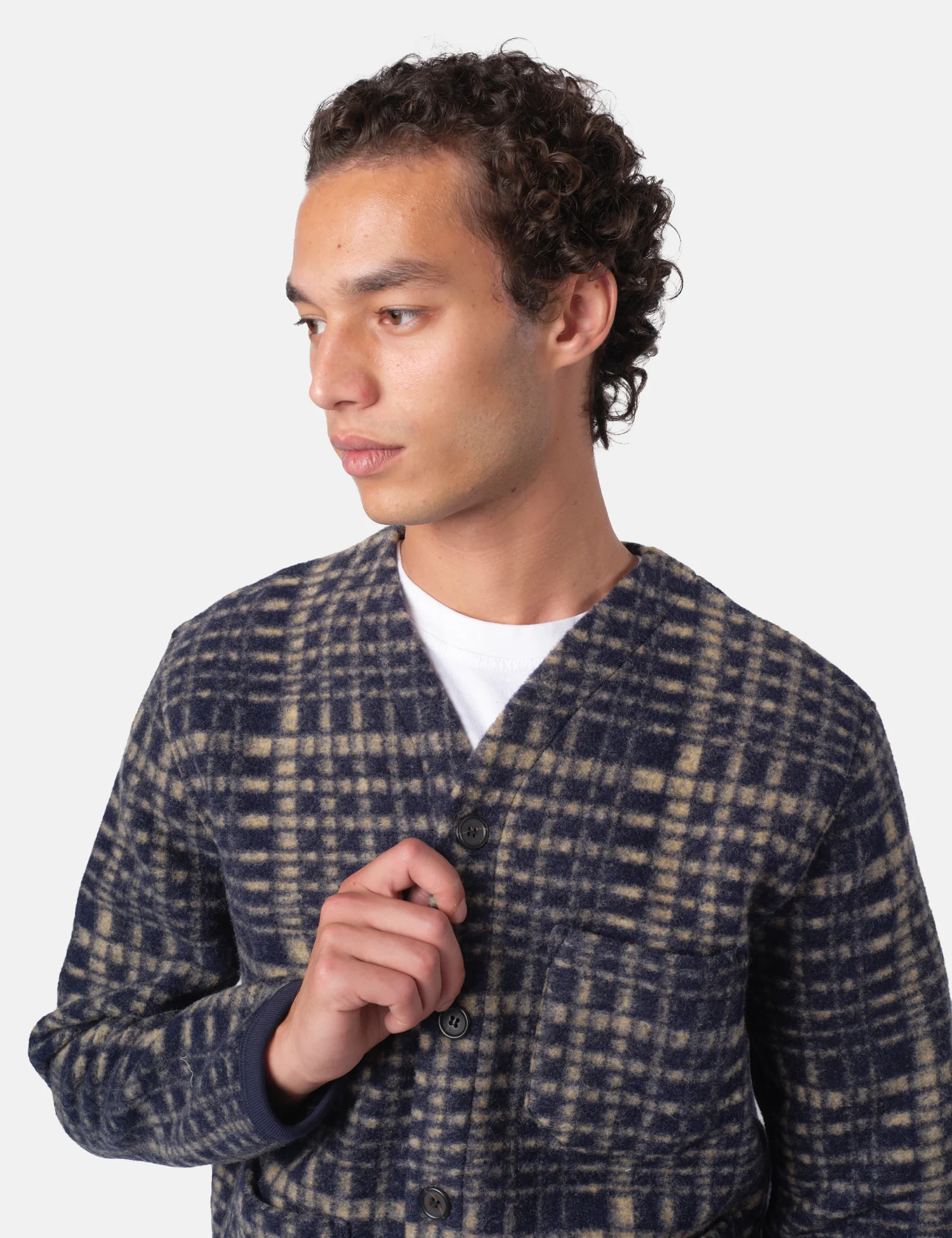 Universal Works Cardigan (Telepass Fleece) - Navy Blue - Image 2