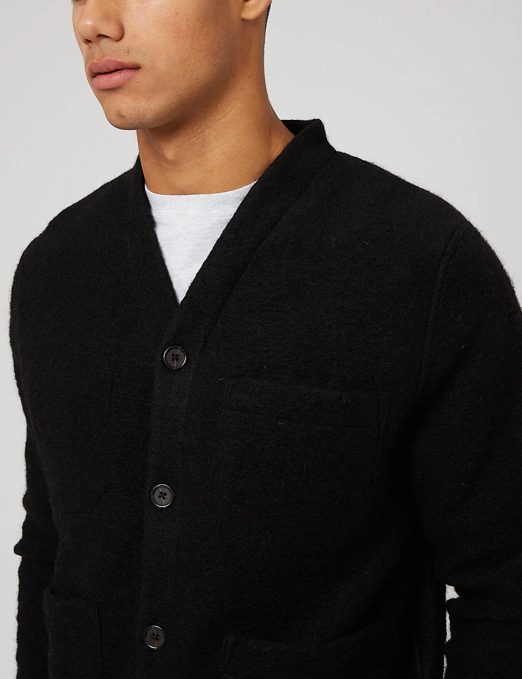 Universal Works Cardigan (Wool Fleece) - Black - Image 4