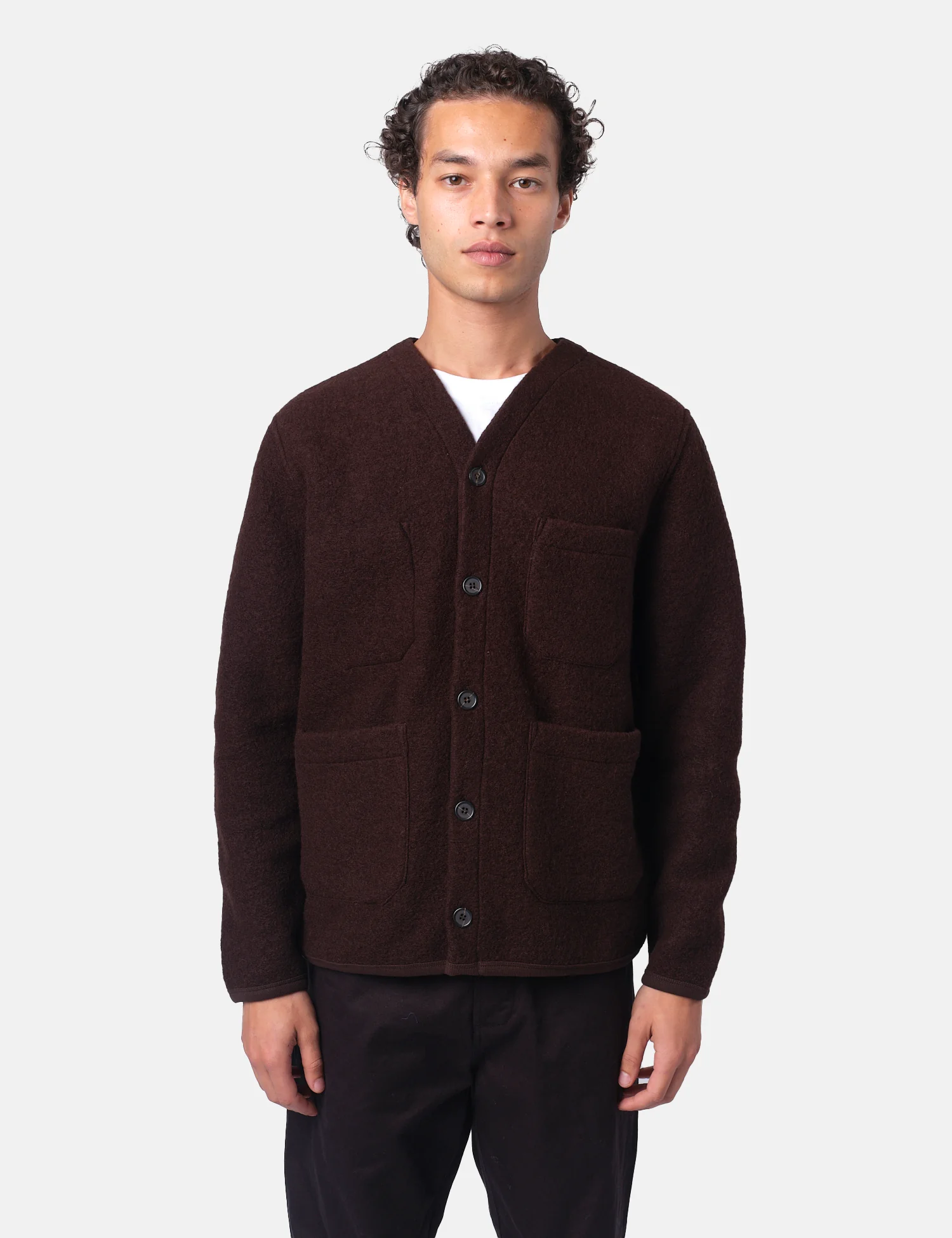 Universal Works Cardigan (Wool Fleece) - Brown