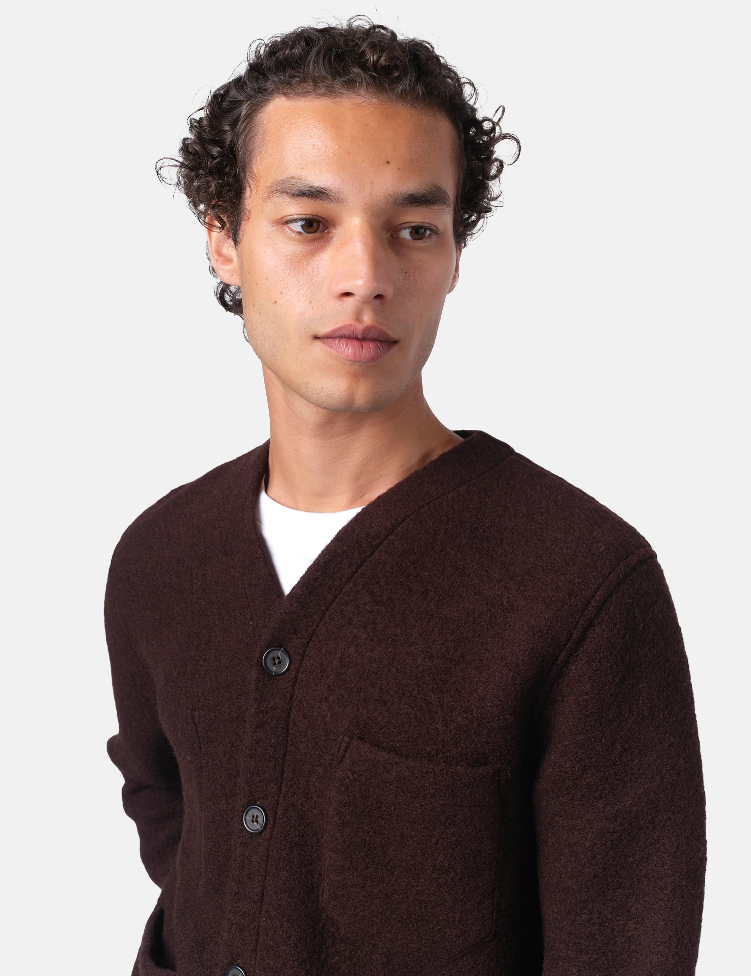 Universal Works Cardigan (Wool Fleece) - Brown - Image 2