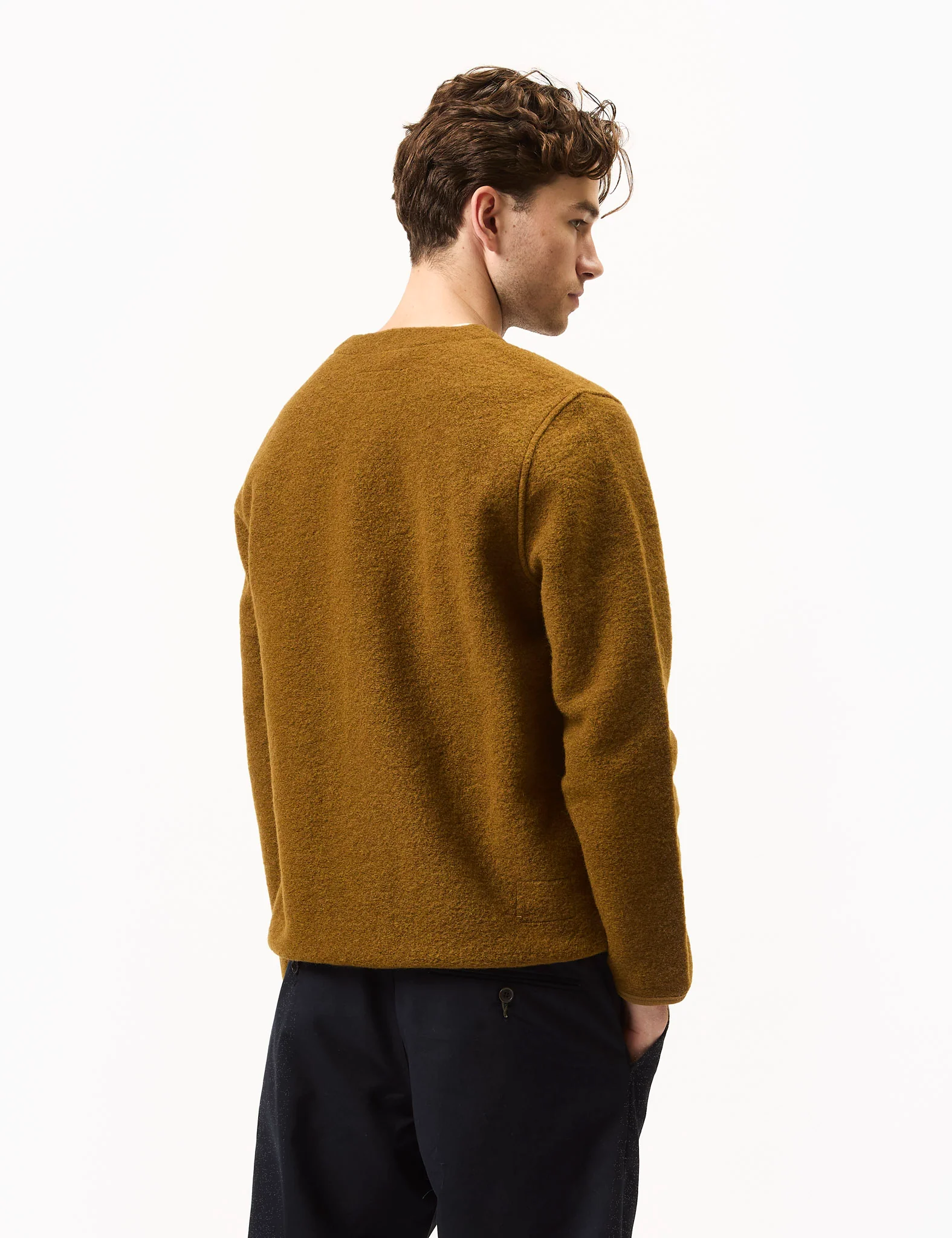 Universal Works Cardigan (Wool Fleece) - Mustard - Image 4