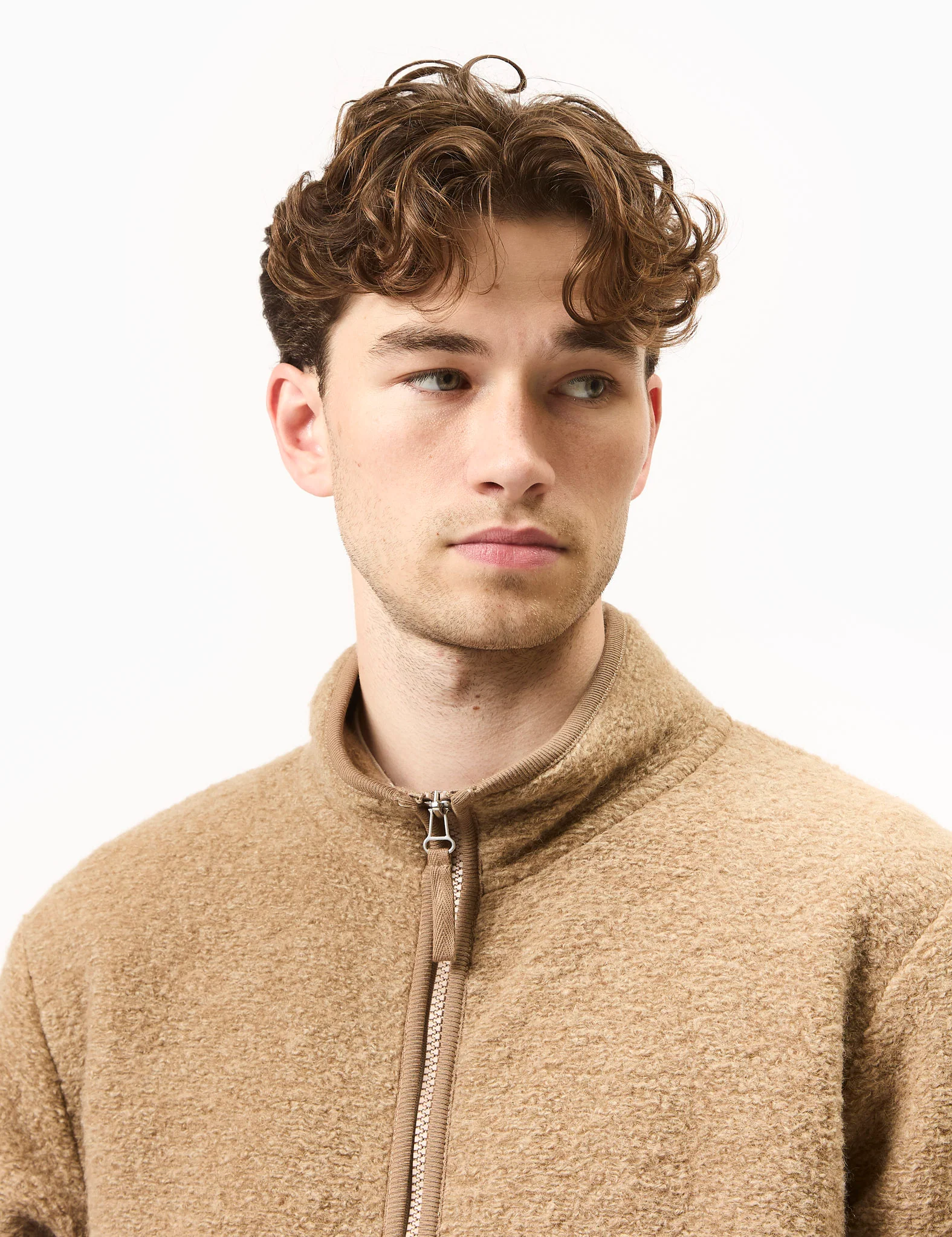 Universal Works Climbing Jacket (Teddy Fleece) - Sand - Image 2