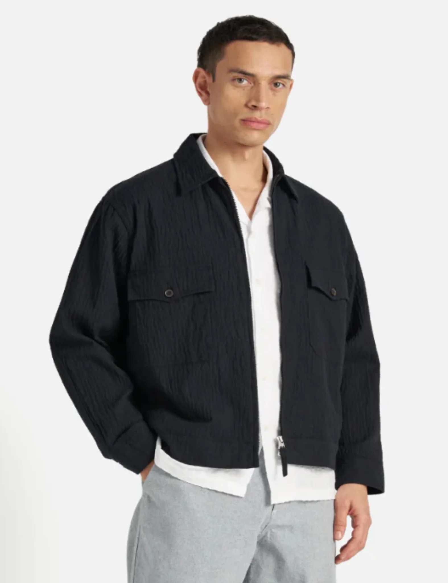 Universal Works E130 Jacket (Ospina Cotton) - Dark Navy Blue