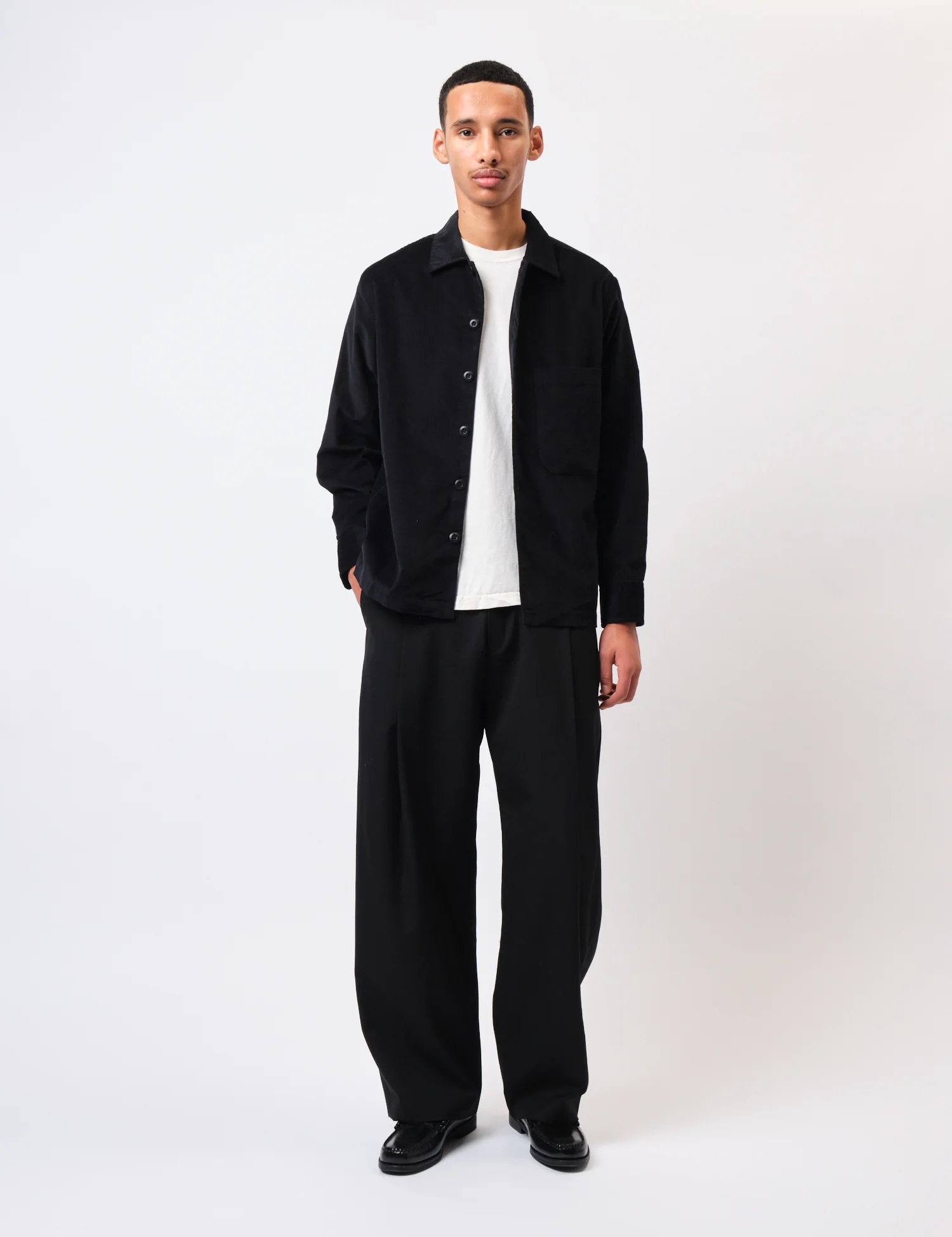 Universal Works Fatigue Shirt (Fine Cord) - Black - Image 3