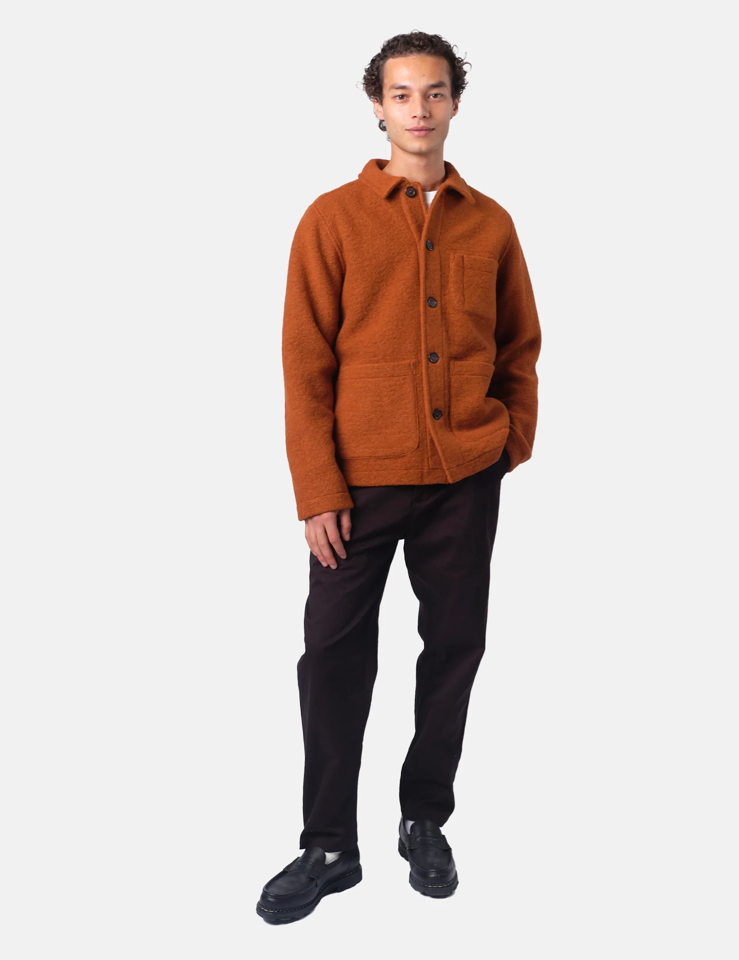 Universal Works Field Jacket (Wool Fleece) - Rust - Image 3