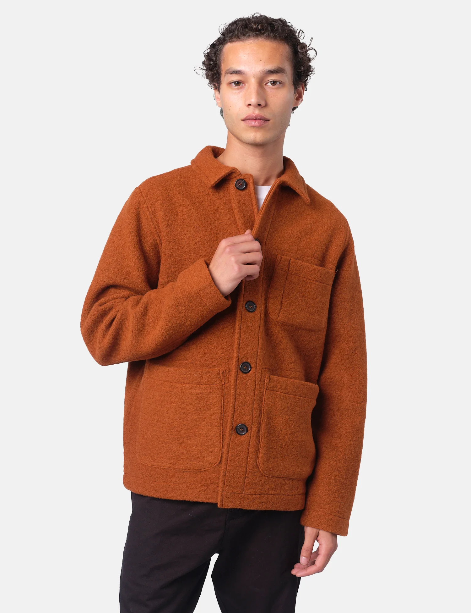 Universal Works Field Jacket (Wool Fleece) - Rust - Image 4