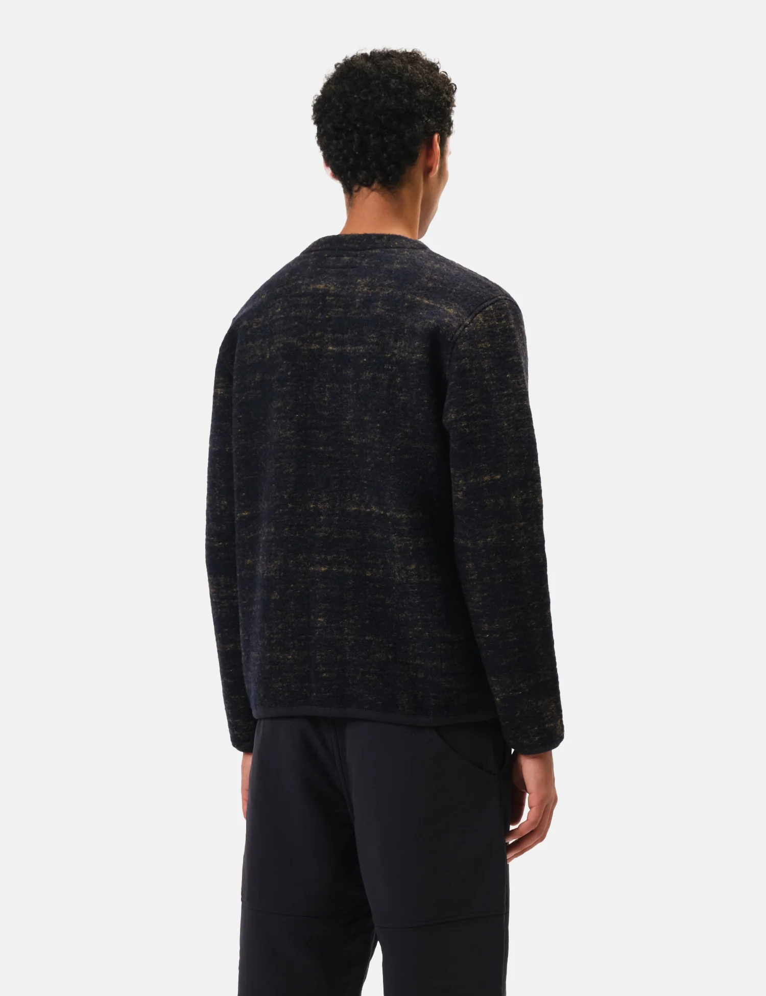 Universal Works Marble Fleece Cardigan - Navy Blue - Image 4