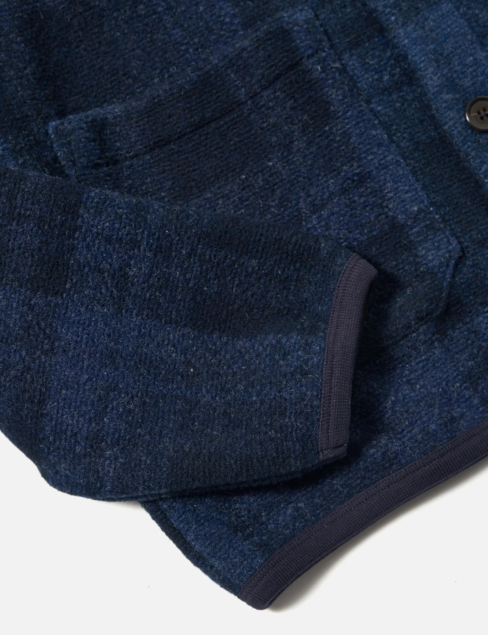 Universal Works Mohair Check Cardigan - Navy Blue - Image 7