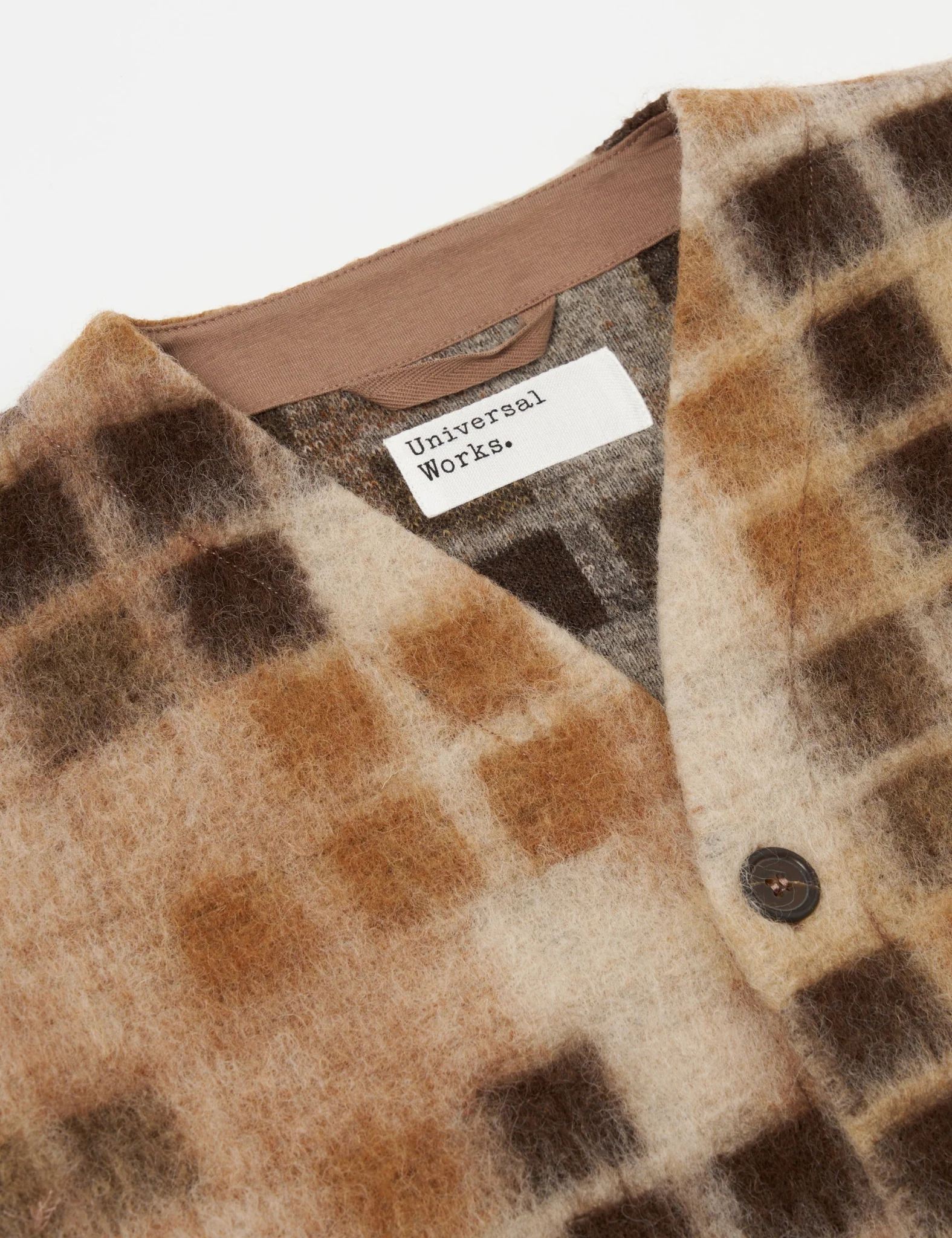 Universal Works Mosaic Fleece Cardigan - Sand - Image 6