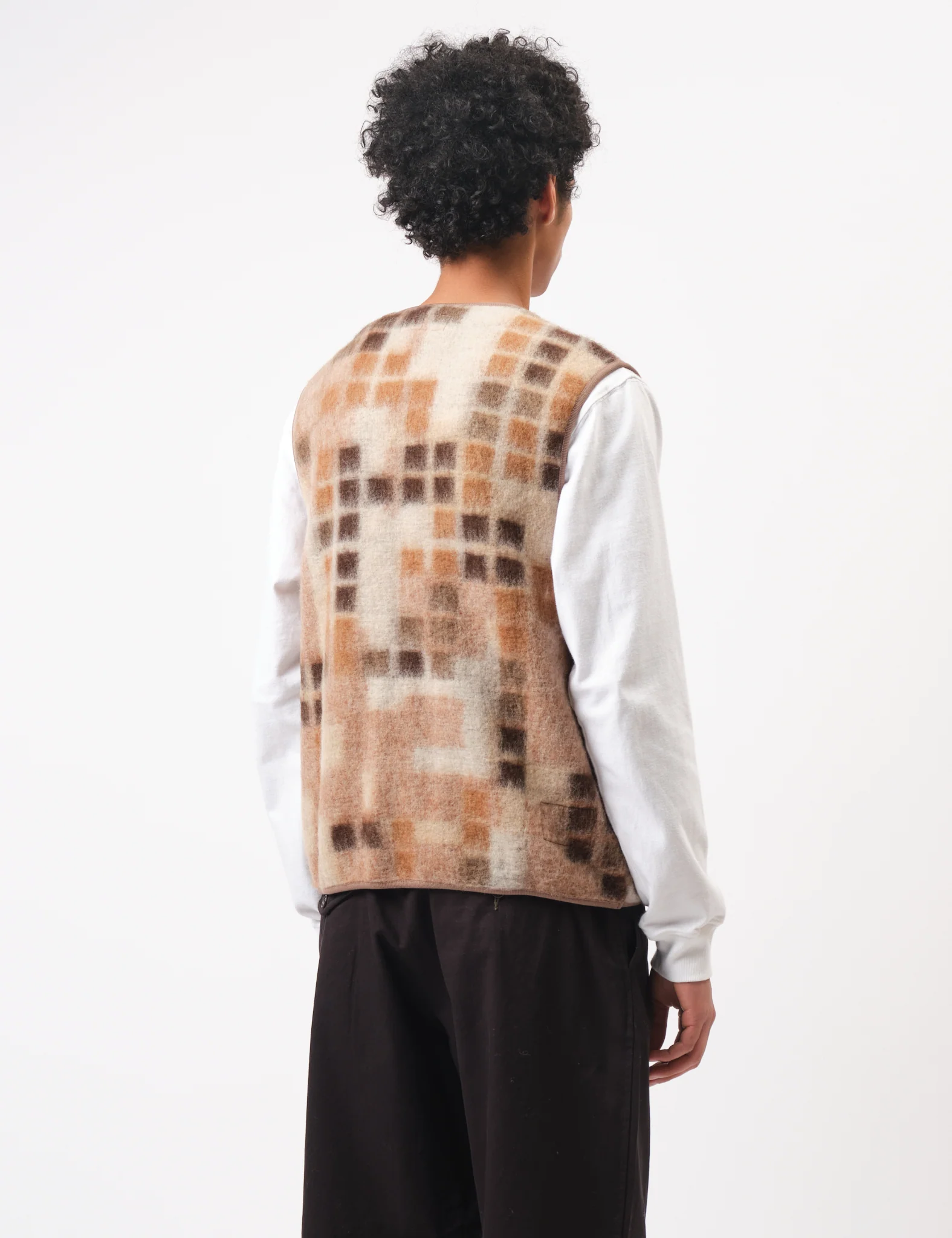 Universal Works Mosaic Fleece Zip Gilet - Sand - Image 4