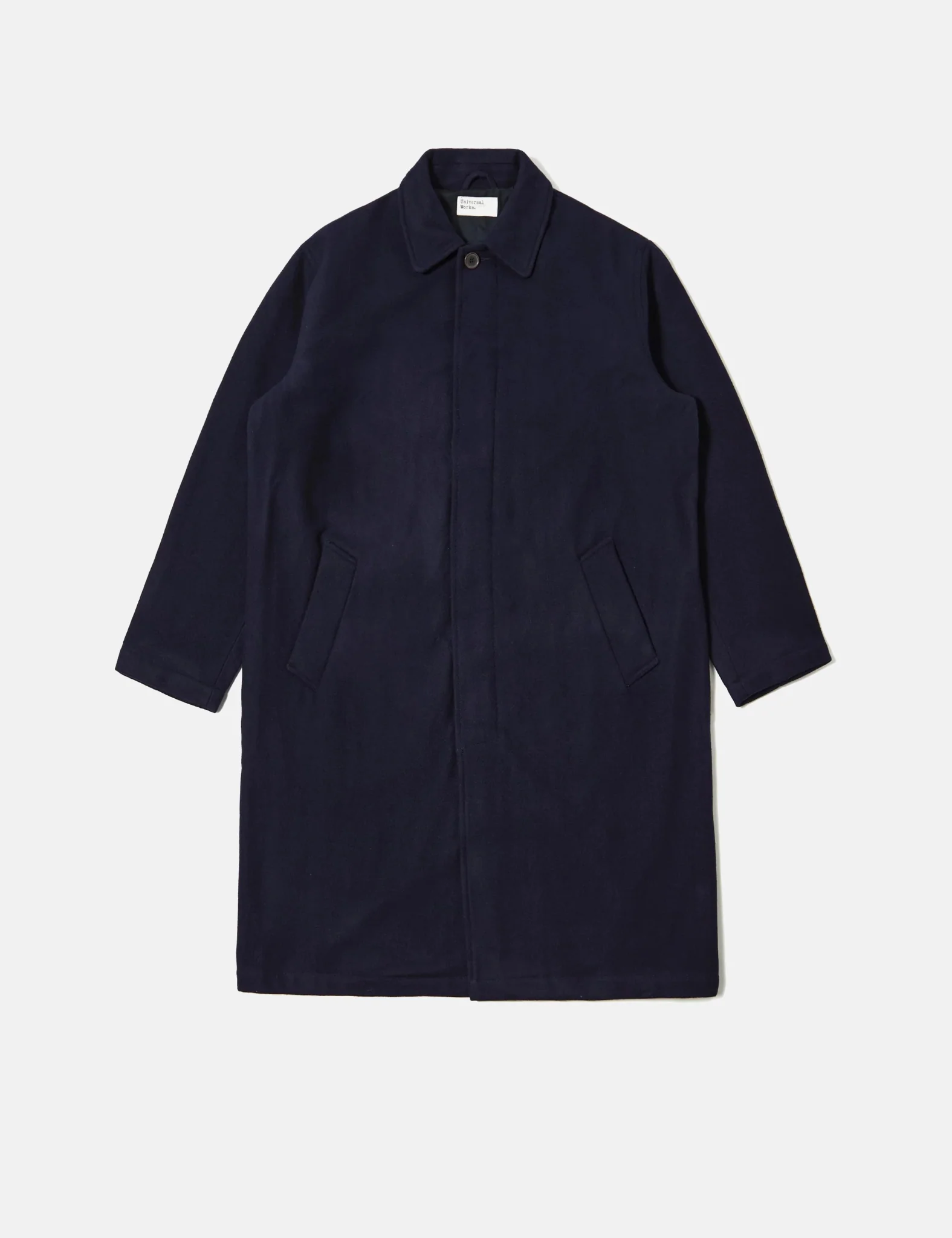 Universal Works Mowbray Wool Mac Coat - Navy Blue - Image 3