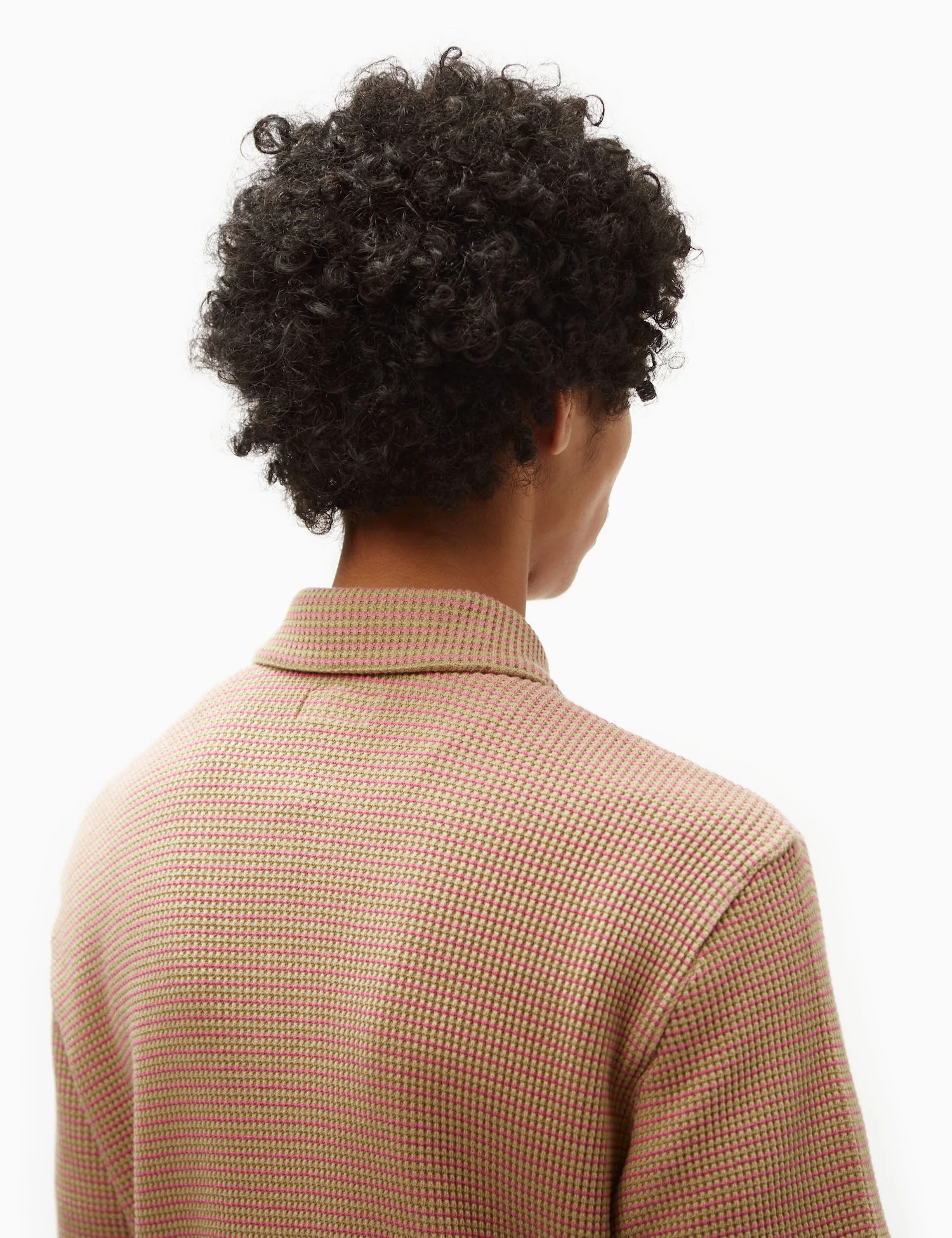 Universal Works Newlyn Fluro Polo Shirt - Summer Oak/Pink - Image 2