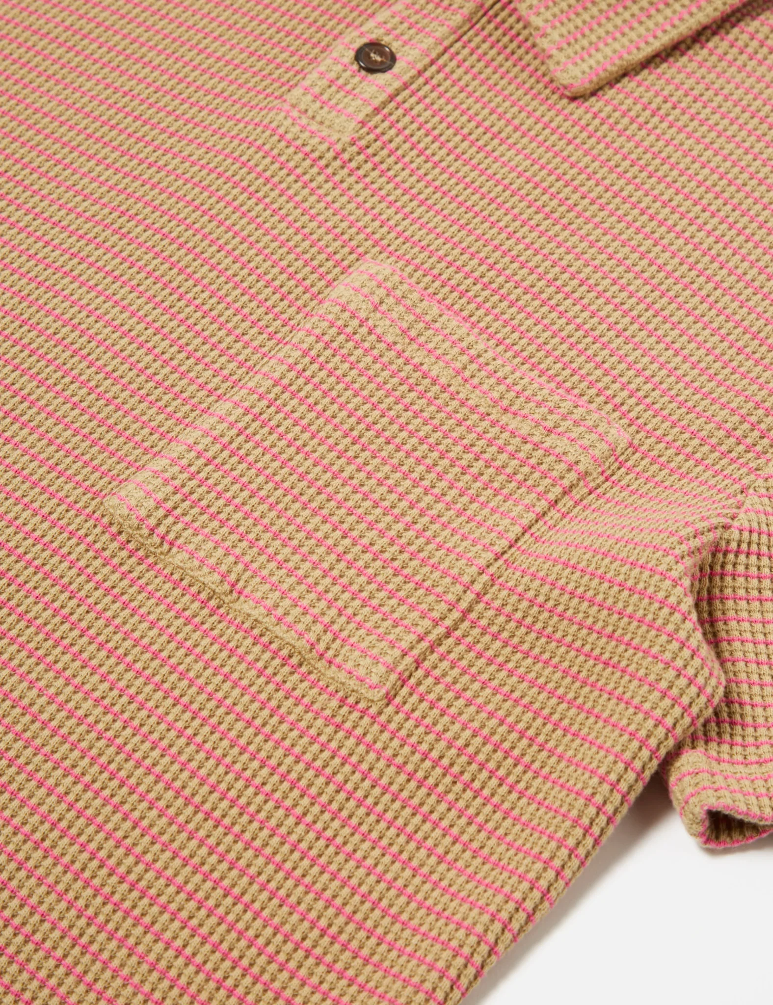 Universal Works Newlyn Fluro Polo Shirt - Summer Oak/Pink - Image 7