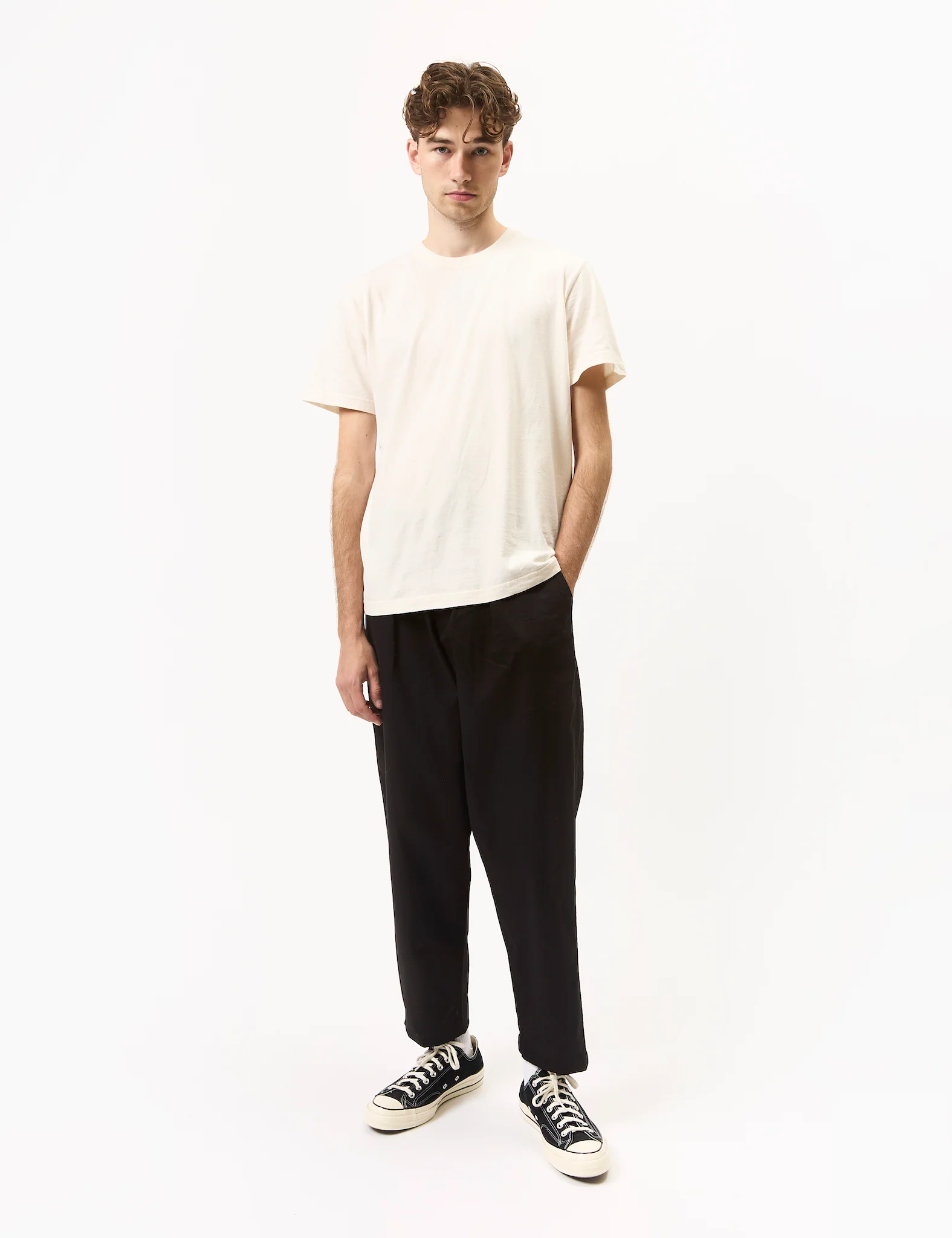 Universal Works Pleated Track Pant (Twill) - Black - Image 2