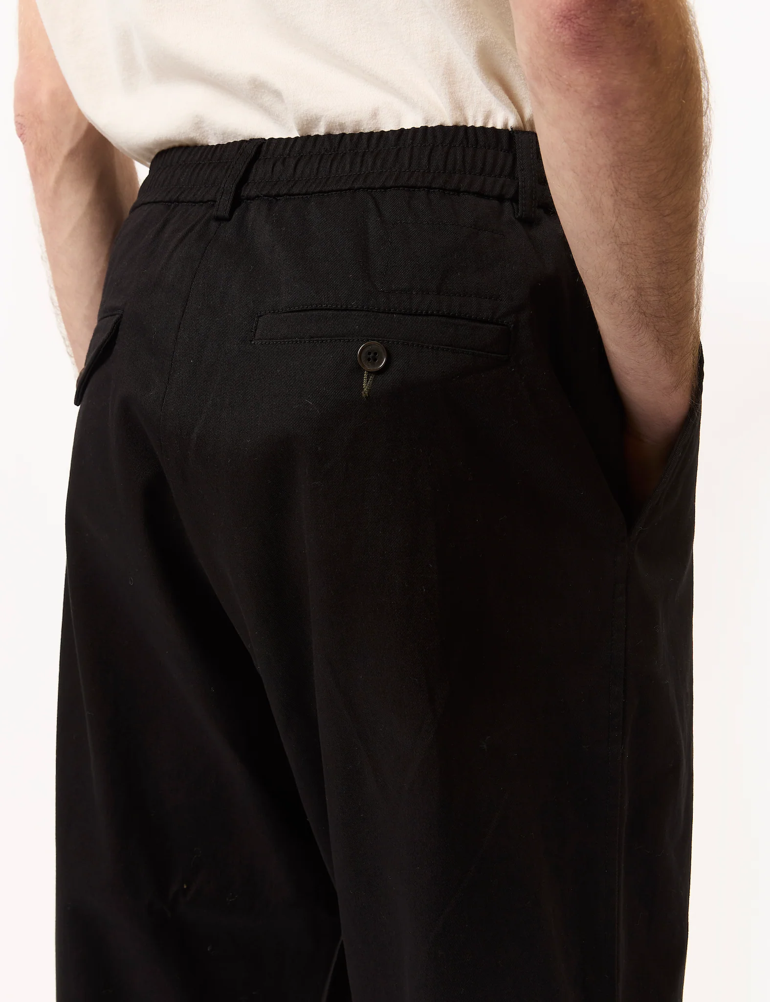 Universal Works Pleated Track Pant (Twill) - Black - Image 3