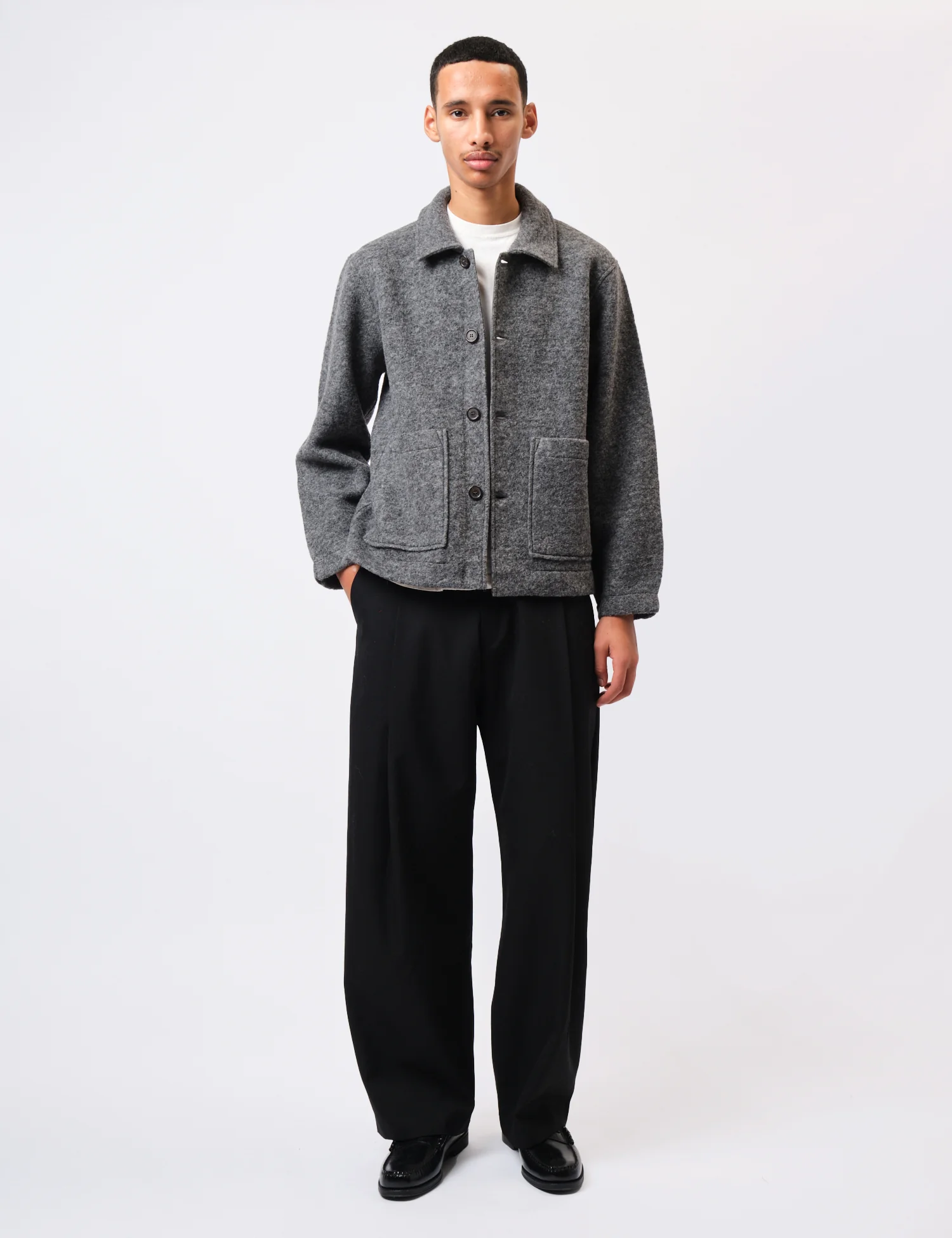 Universal Works Rams Jacket (Wool Fleece) - Grey Marl - Image 3