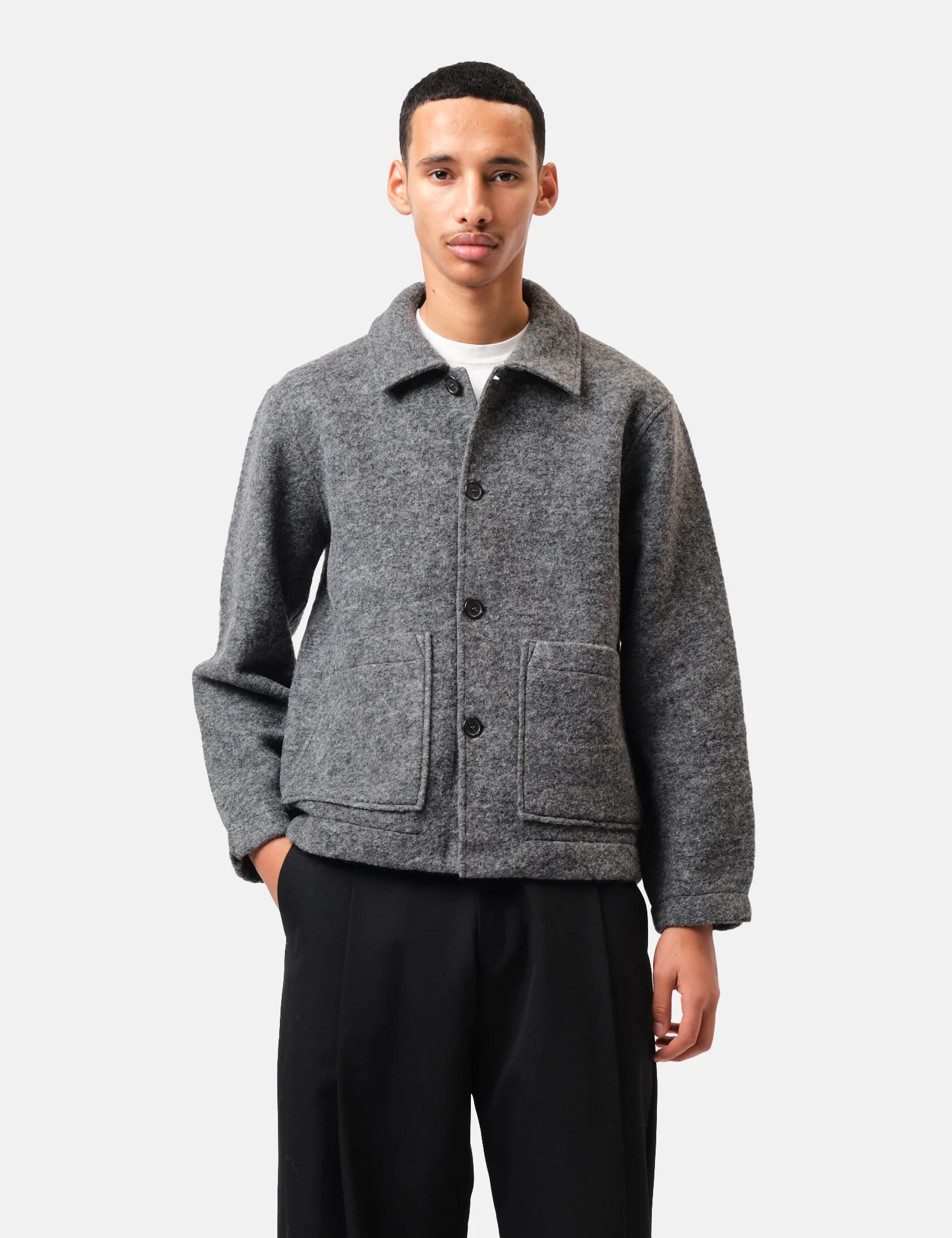 Universal Works Rams Jacket (Wool Fleece) - Grey Marl - Image 4