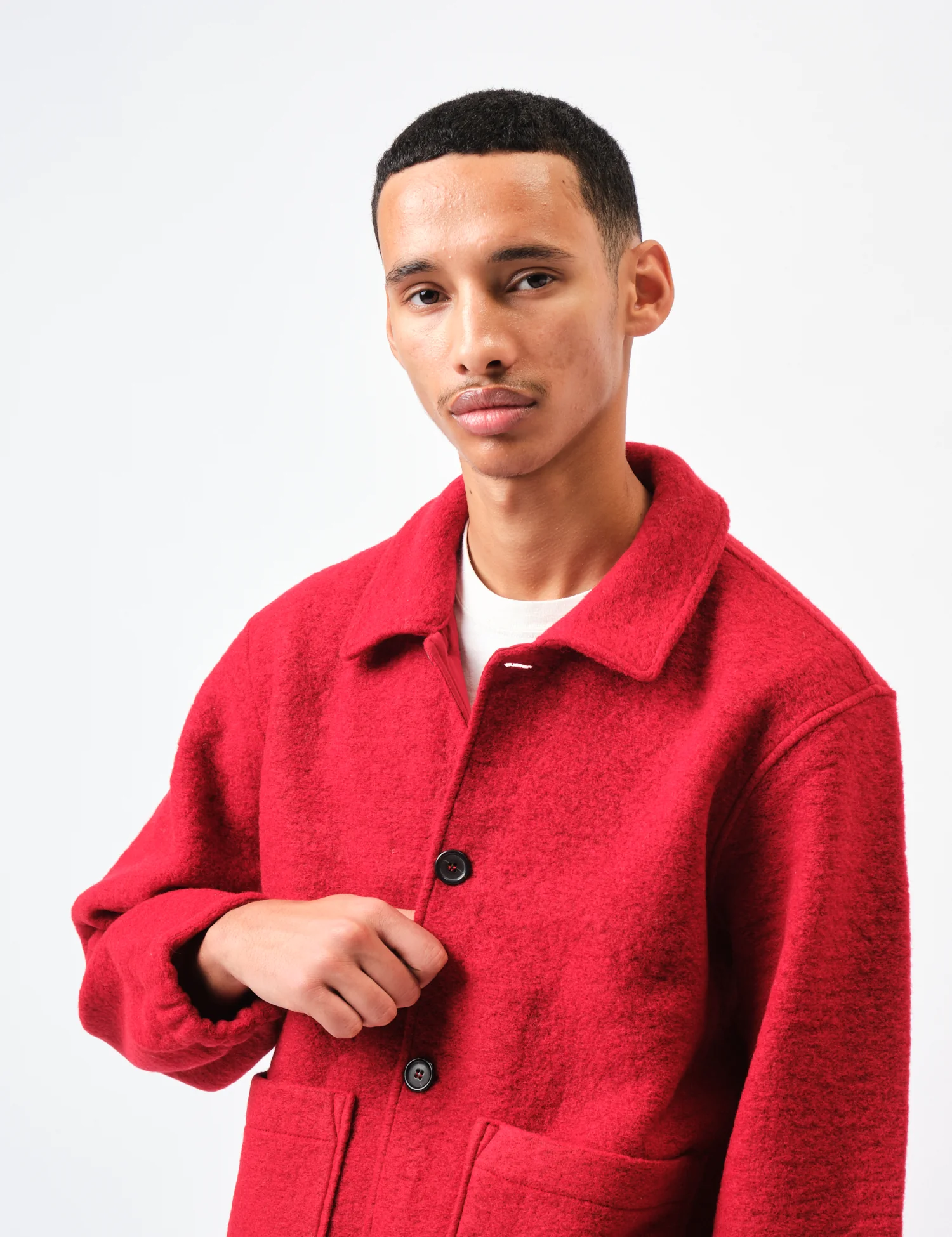 Universal Works Rams Jacket (Wool Fleece) - Red - Image 2