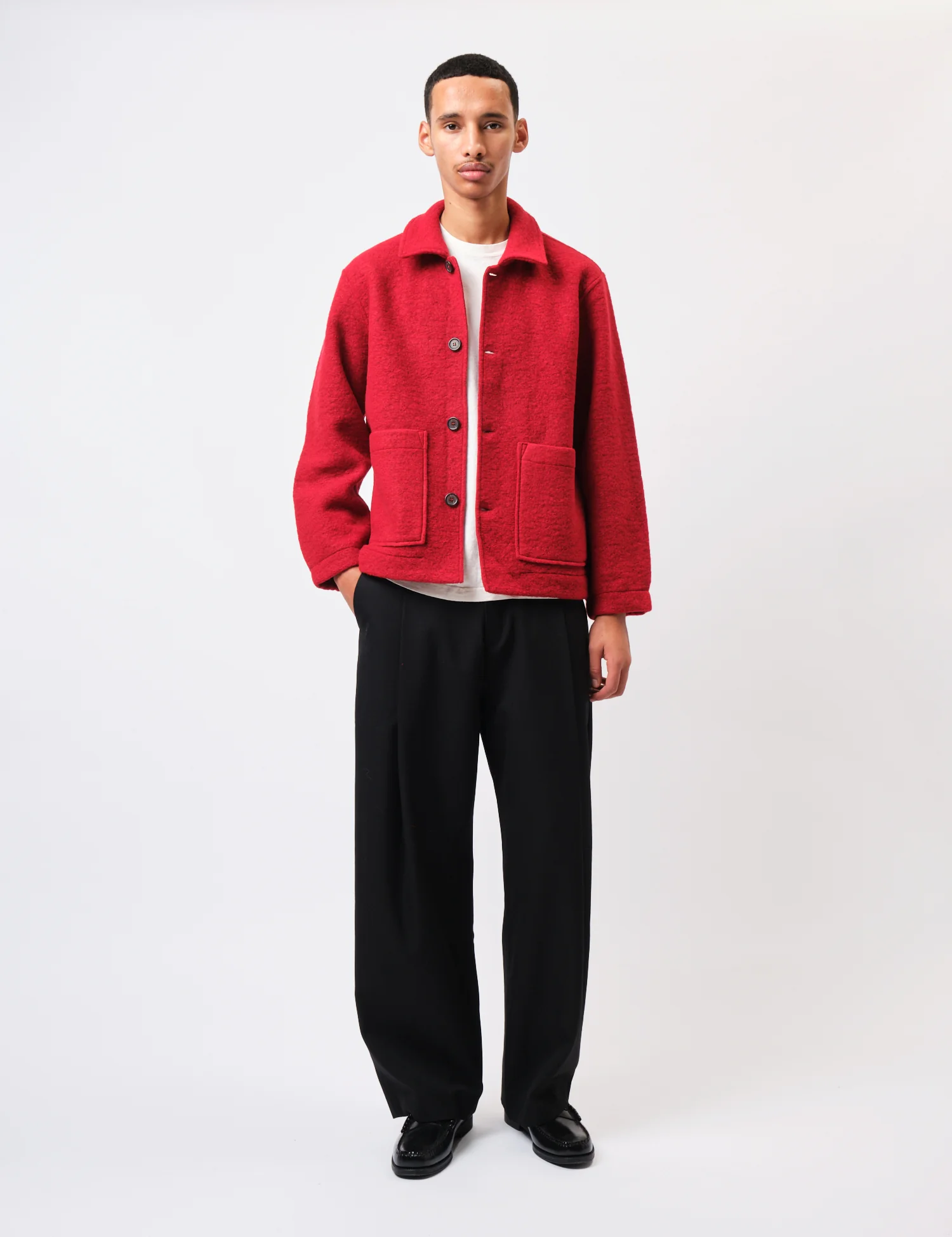 Universal Works Rams Jacket (Wool Fleece) - Red - Image 3