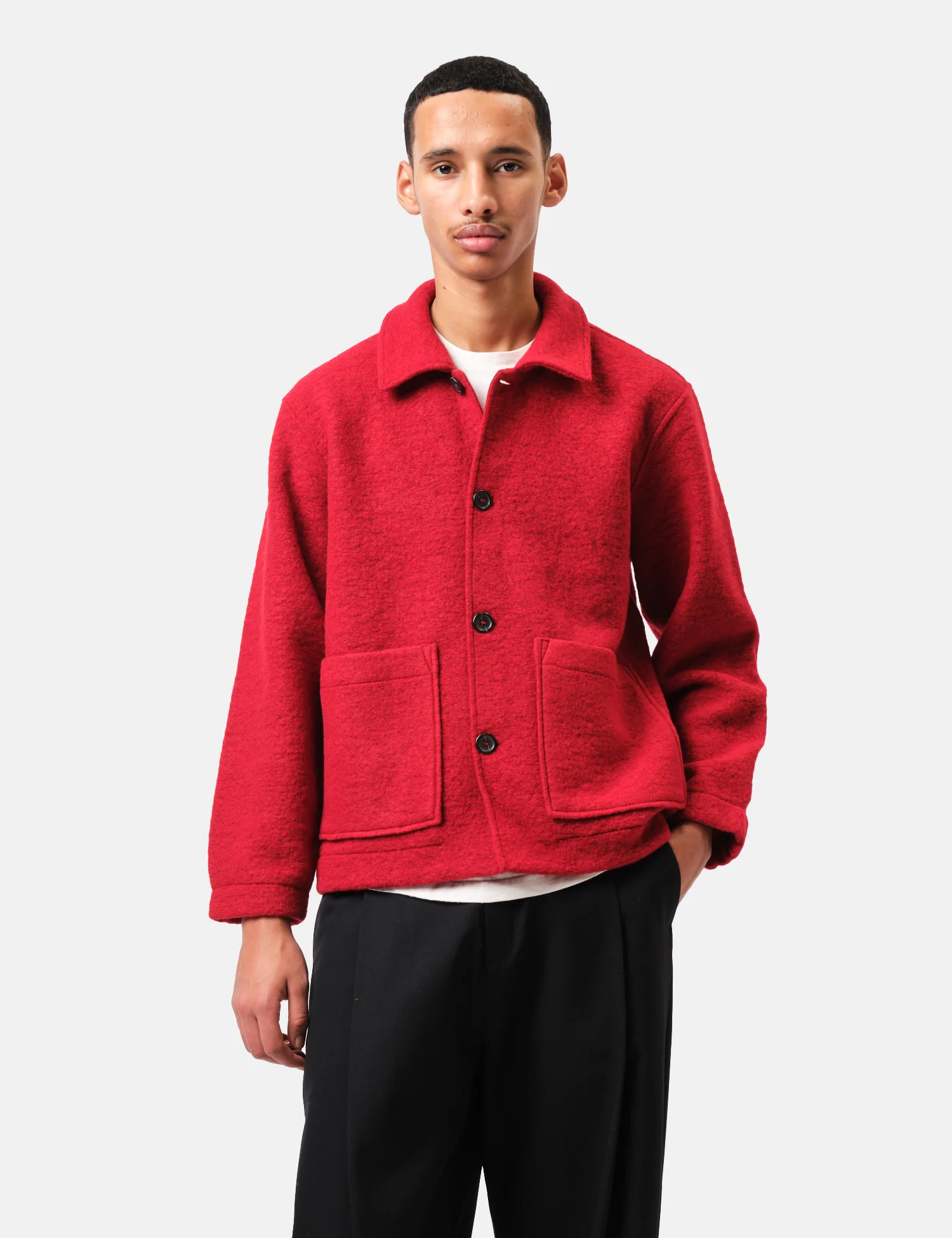Universal Works Rams Jacket (Wool Fleece) - Red - Image 4