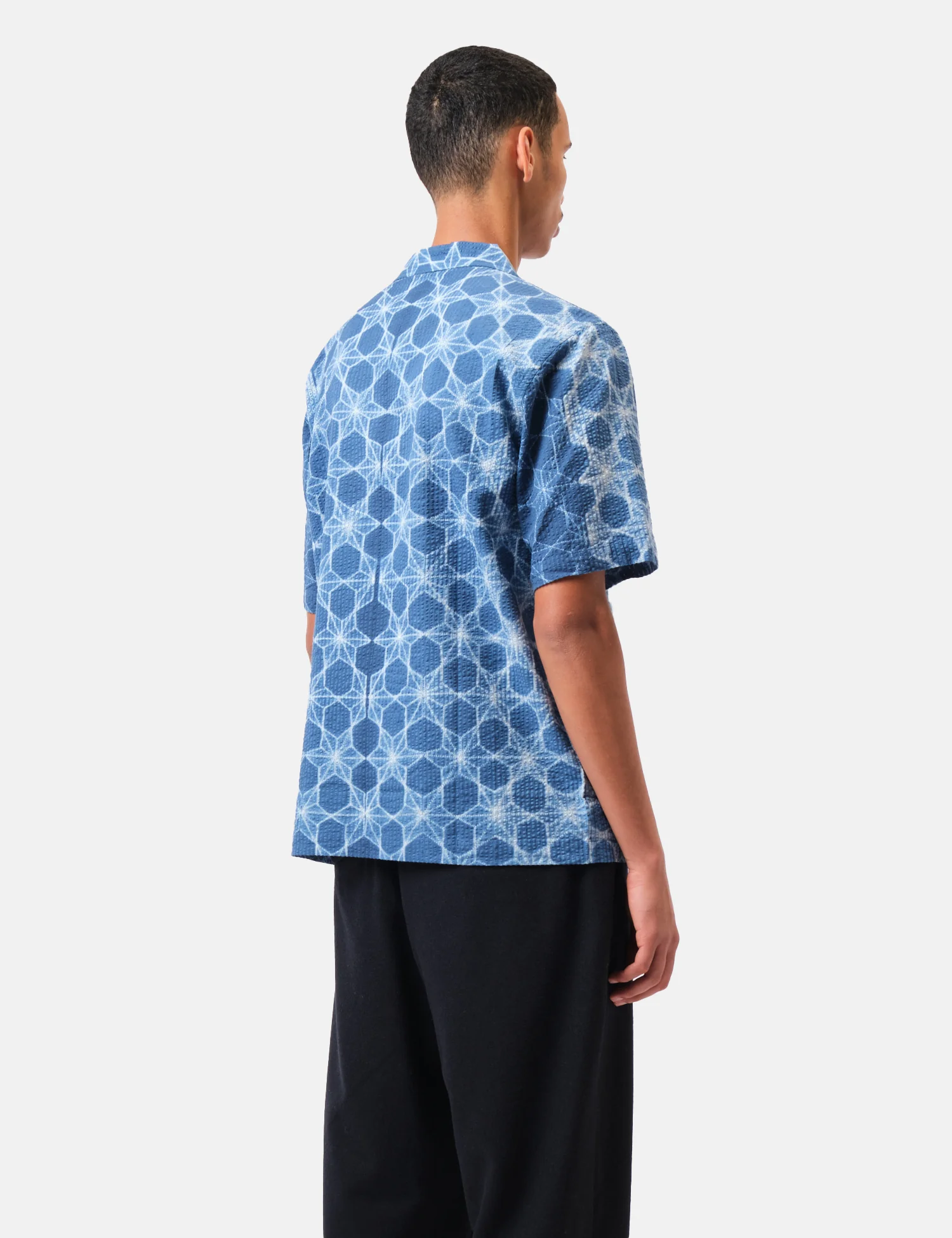 Universal Works Road Shirt (Needle Tye N Dye) - Indigo Blue - Image 4