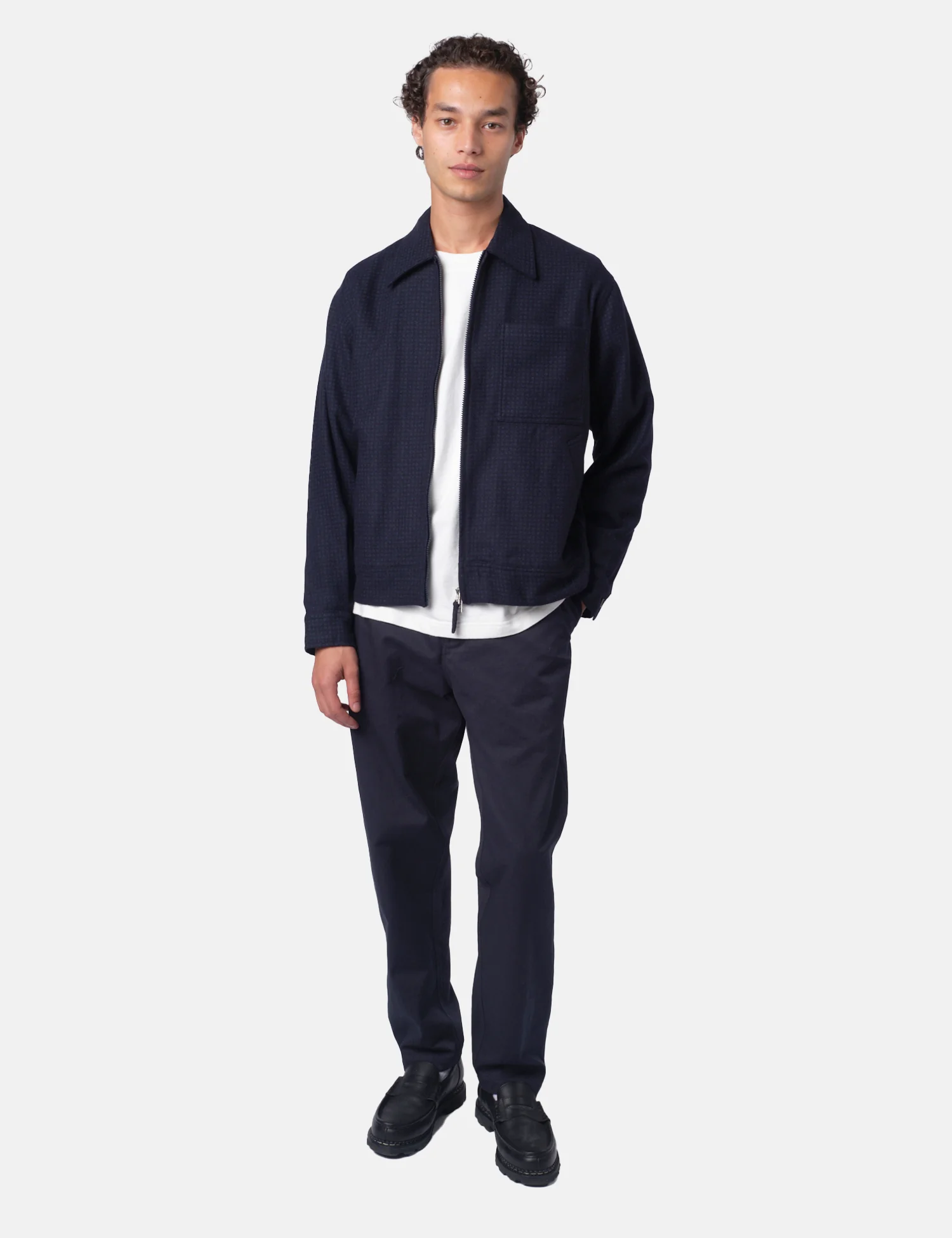 Universal Works Rose Bowl Jacket (Dot Print) - Navy Blue - Image 3