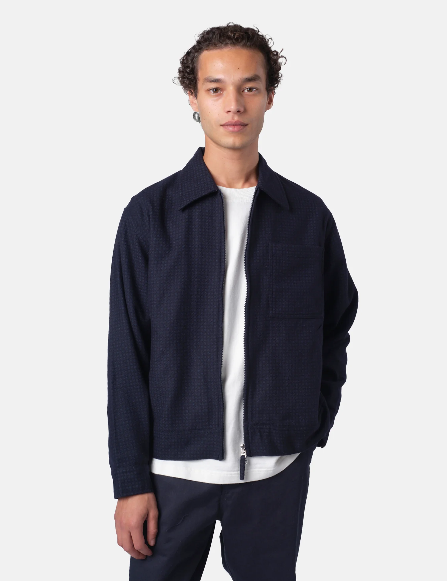 Universal Works Rose Bowl Jacket (Dot Print) - Navy Blue - Image 4