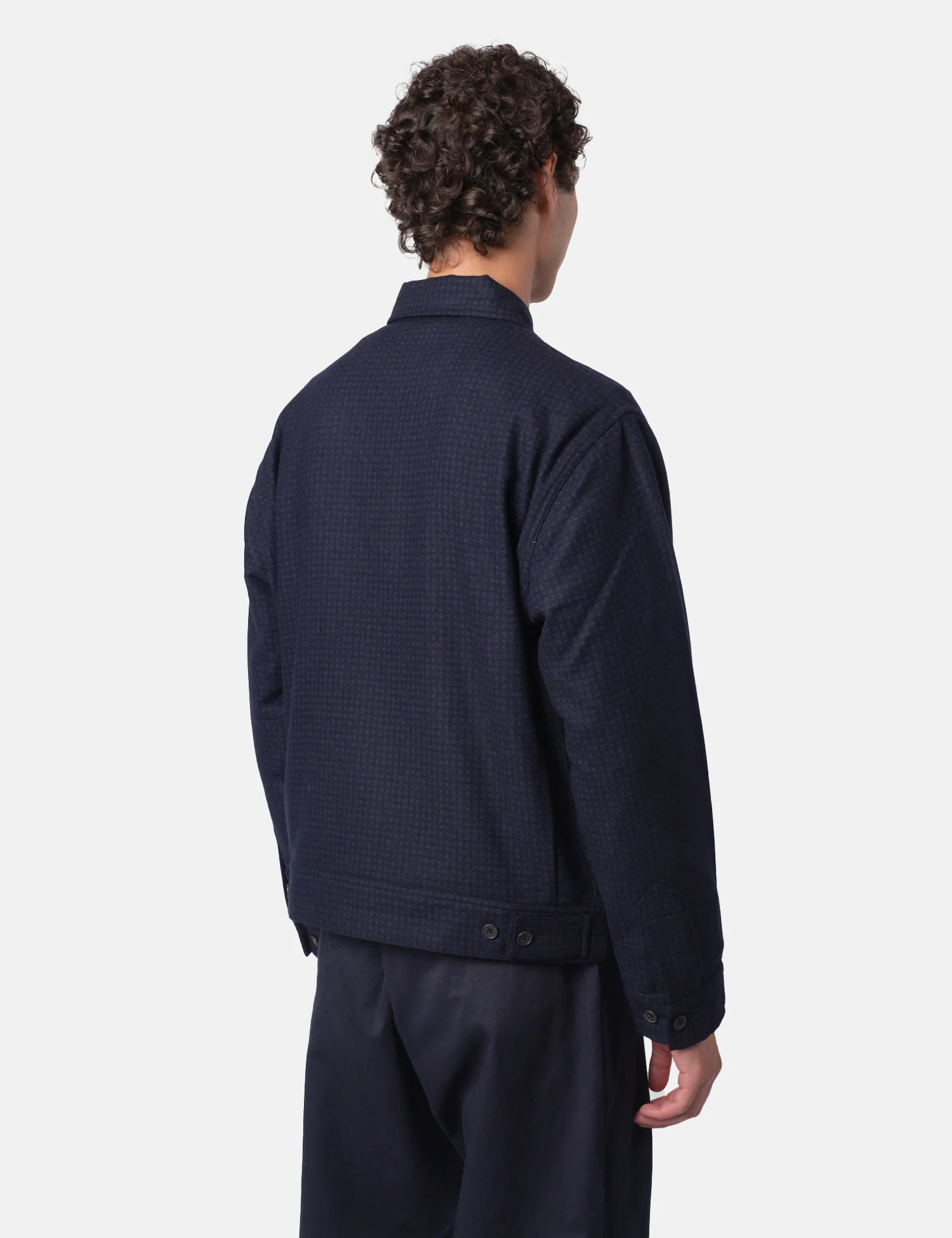 Universal Works Rose Bowl Jacket (Dot Print) - Navy Blue - Image 6