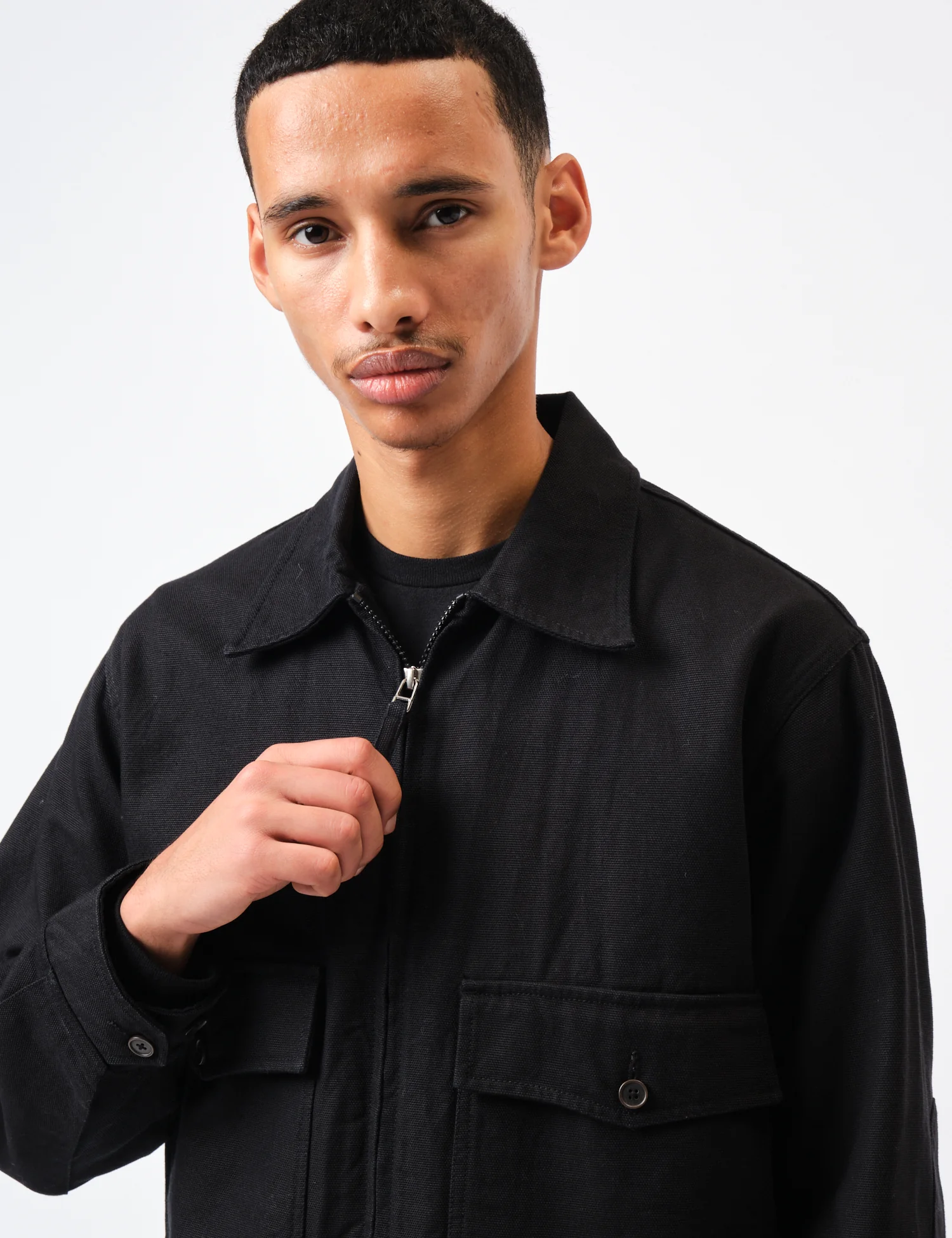 Universal Works S130 Jacket (Organic Canvas) - Black - Image 2