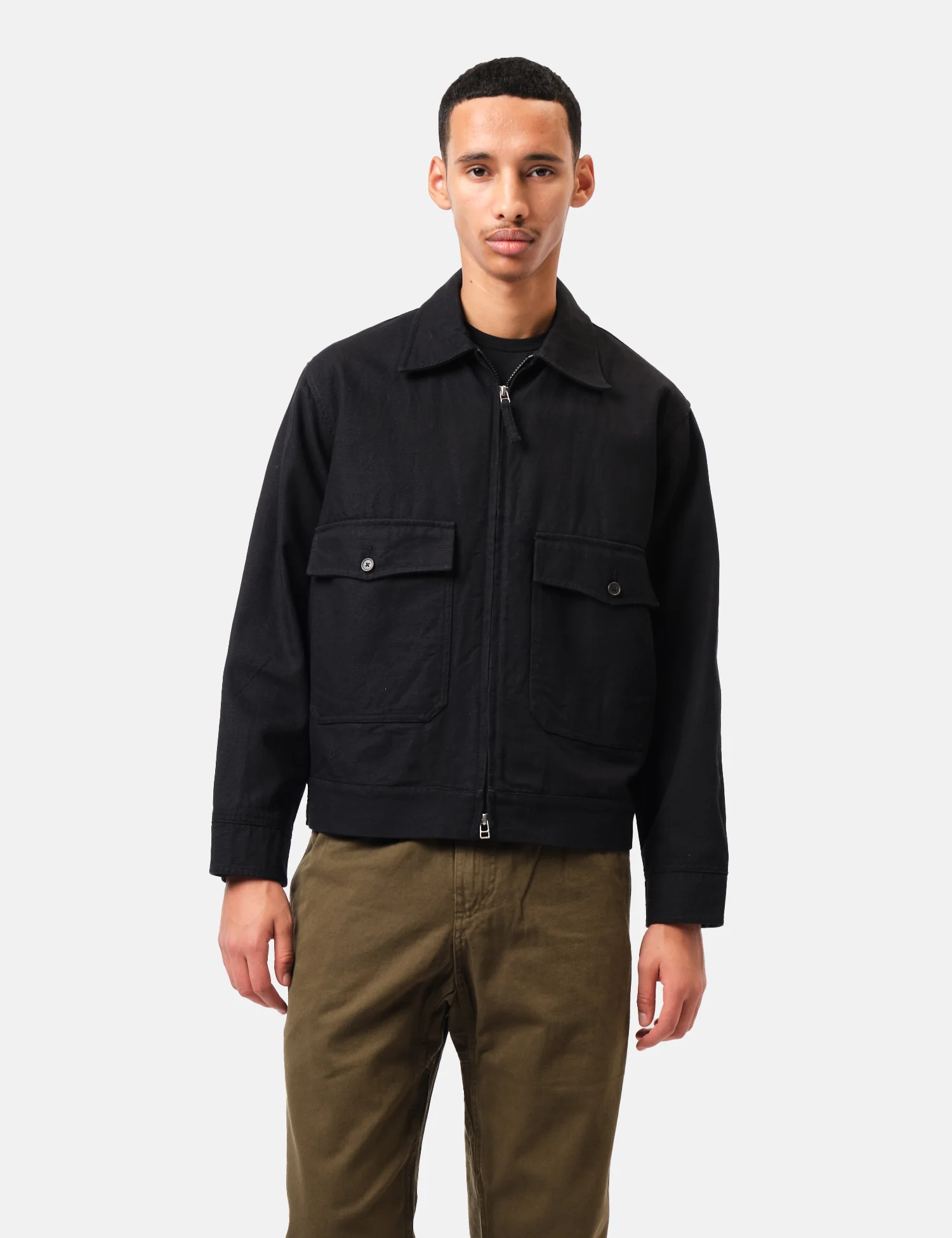 Universal Works S130 Jacket (Organic Canvas) - Black - Image 4