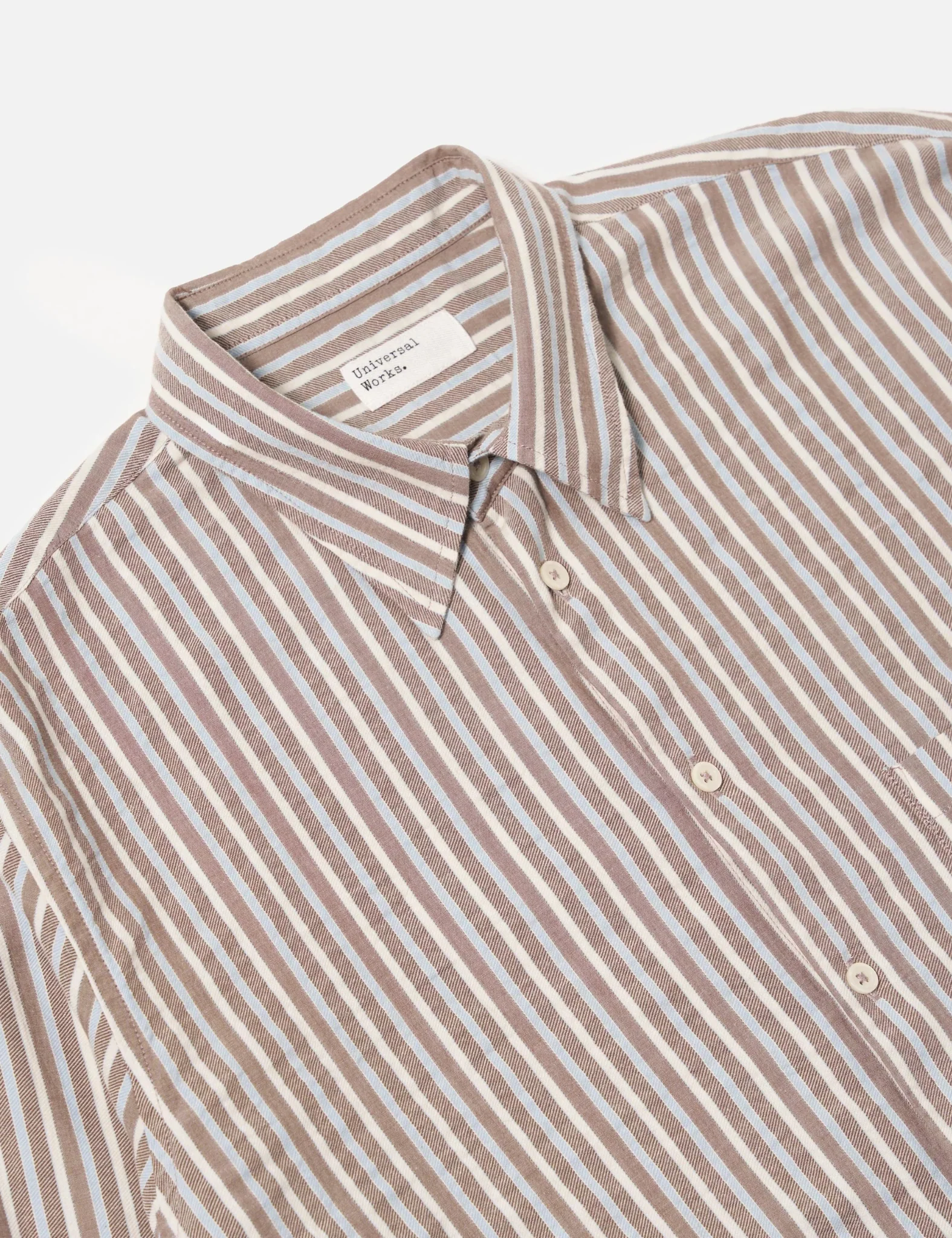 Universal Works Station Shirt (Madison Stripe) - Brown - Image 6